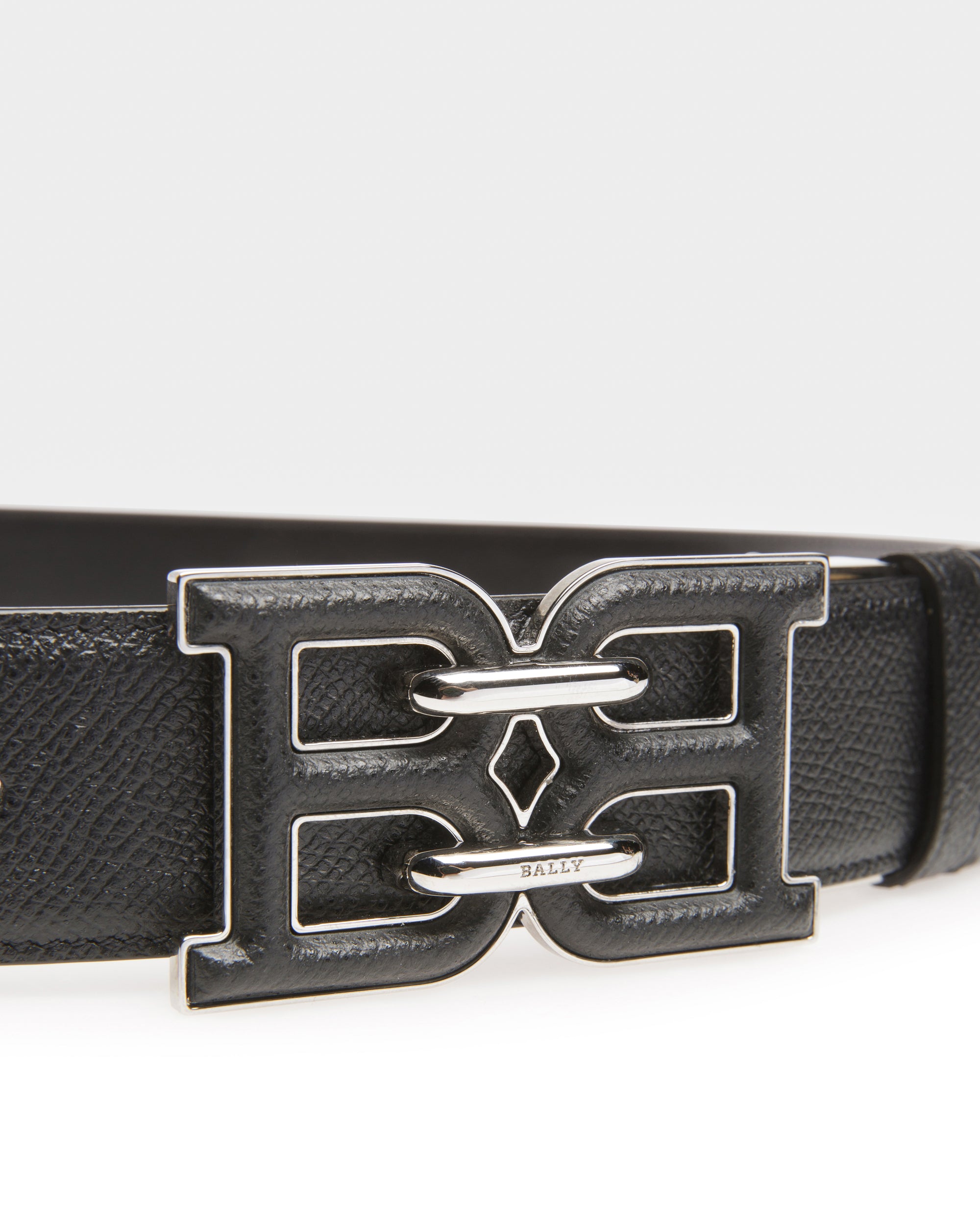 B-Chain Leather 35mm Belt In Black - Men's - Bally - 03
