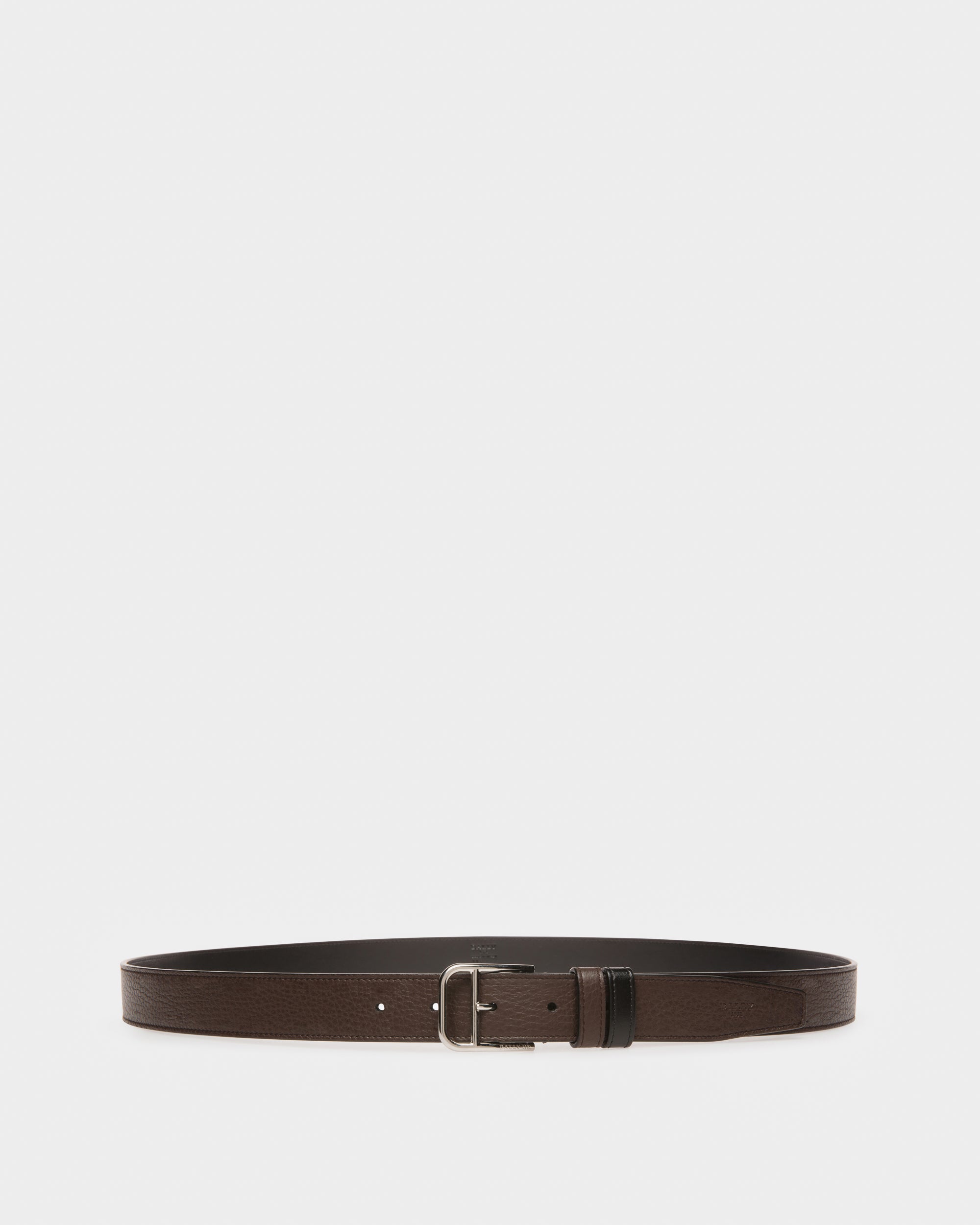 Scotty Leather 30mm Belt In Ebony Brown & Black - Men's - Bally - 01