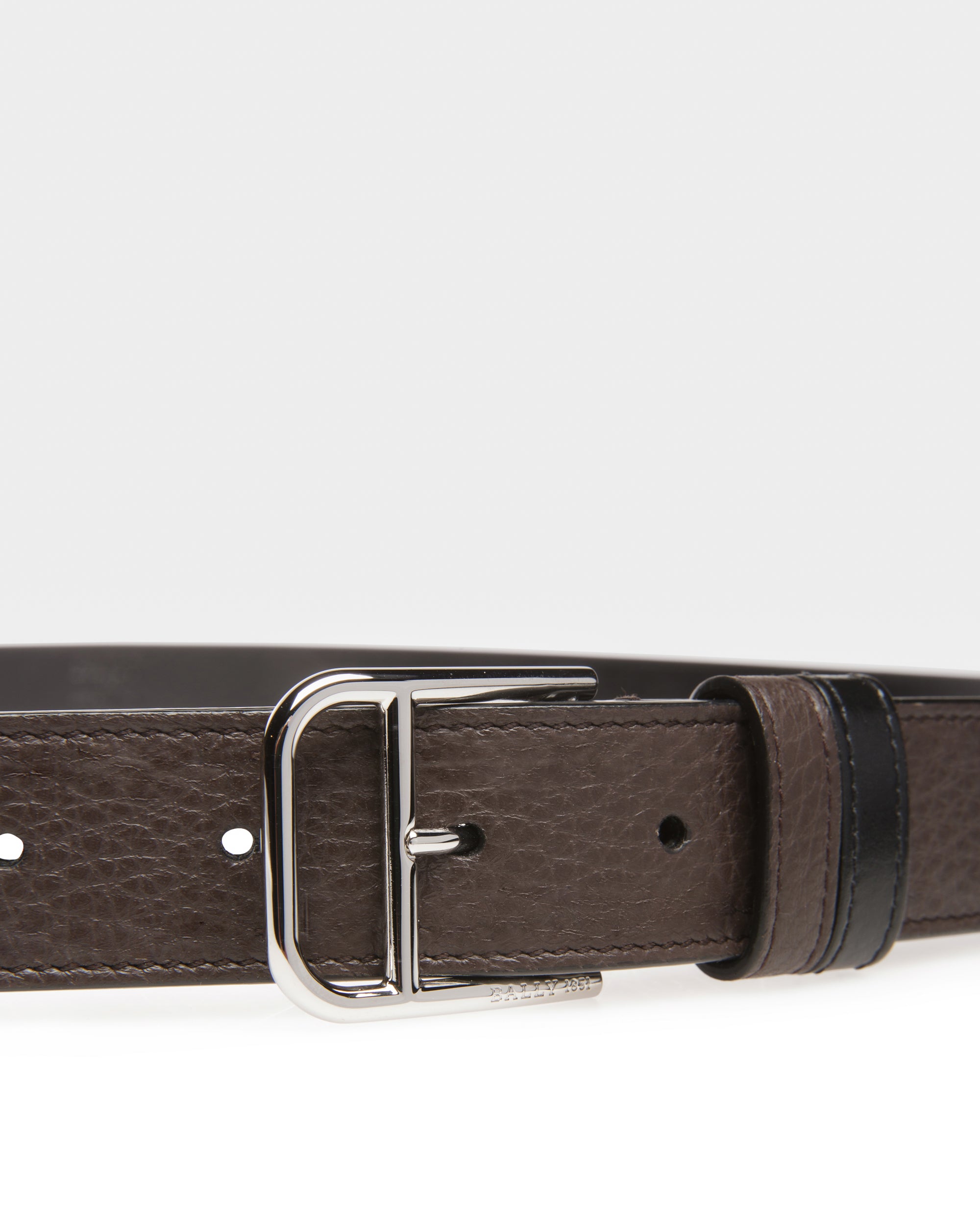 Scotty Leather 30mm Belt In Ebony Brown & Black - Men's - Bally - 03