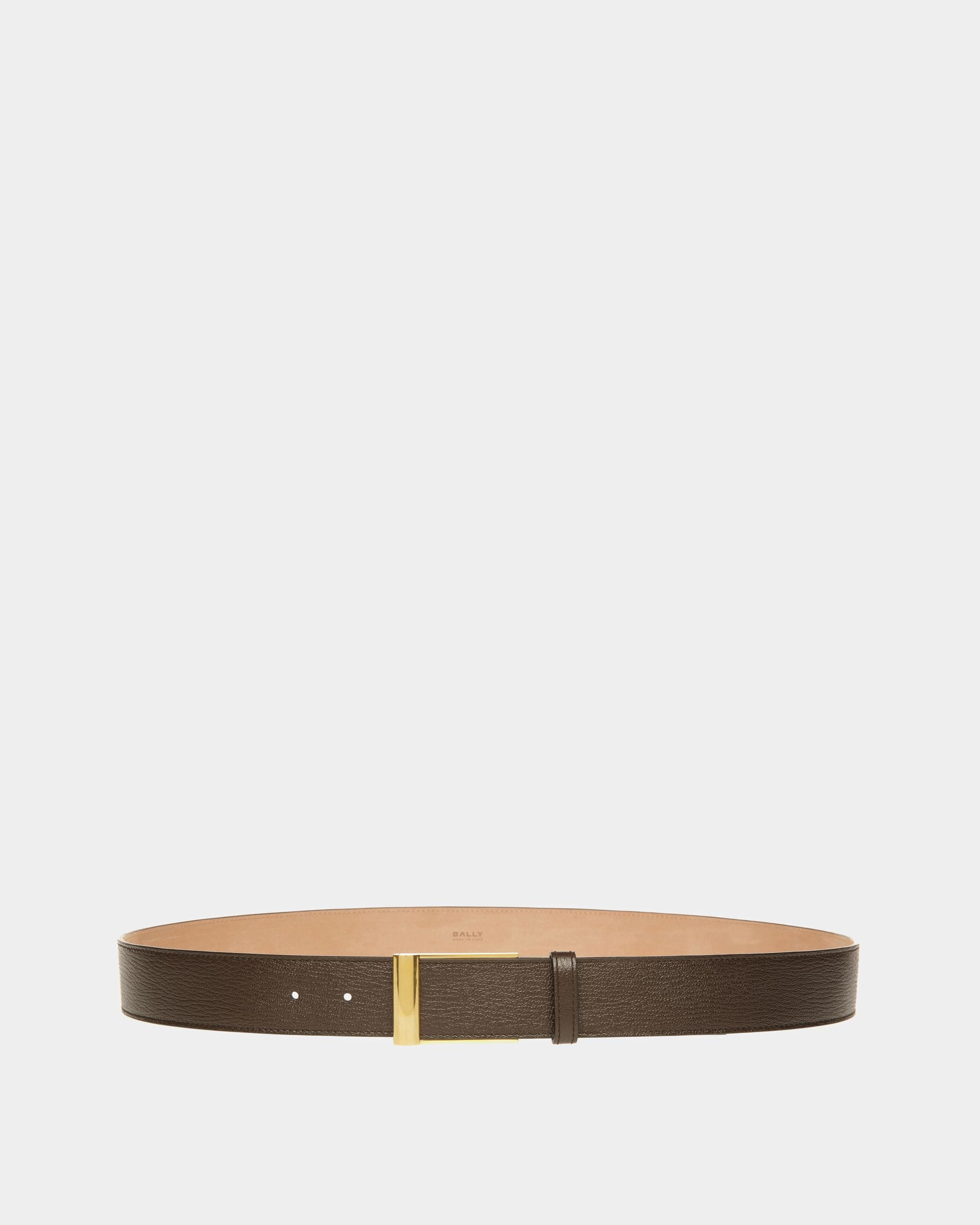 Outline Dress Belt In Brown Leather - Men's - Bally - 01