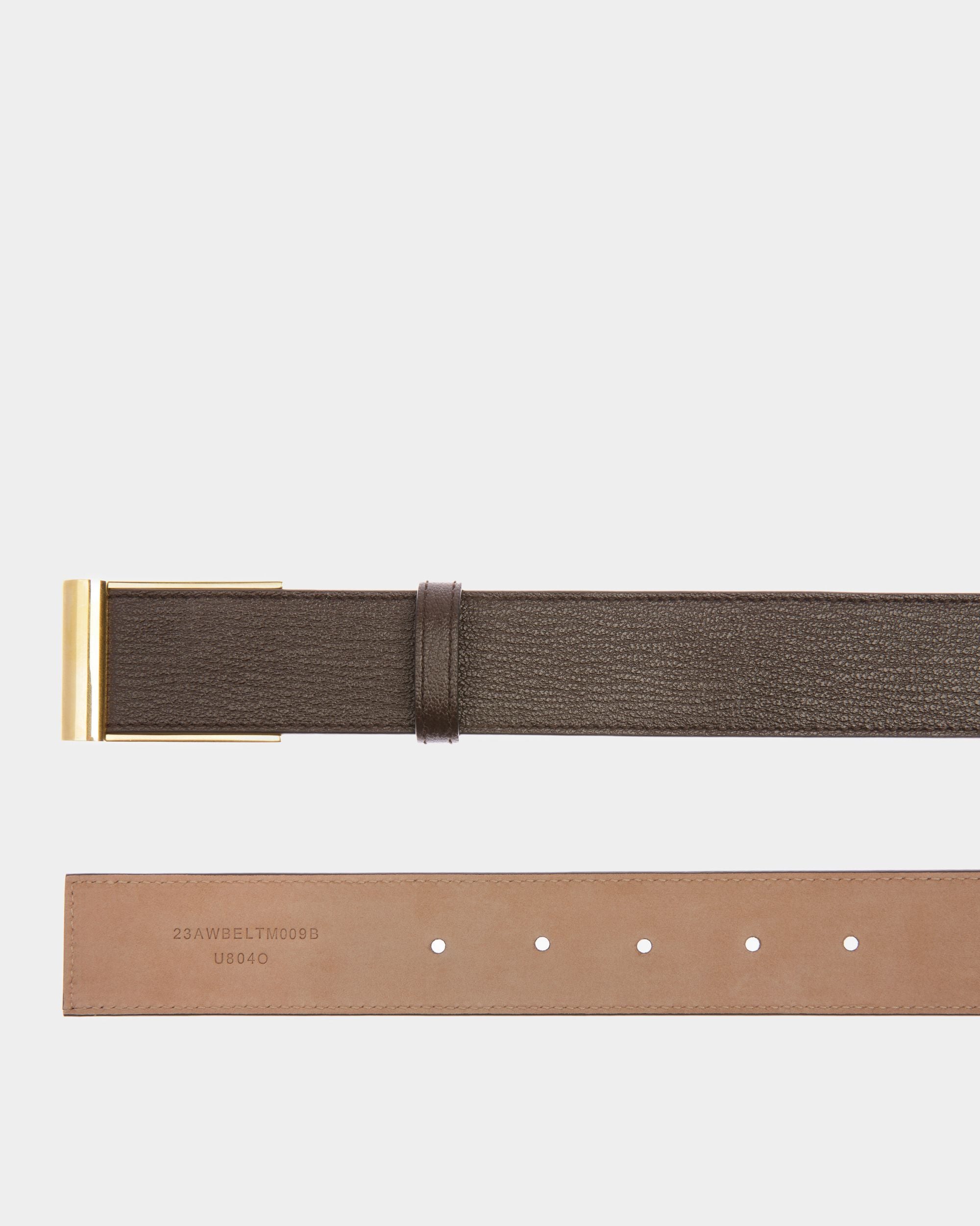 Outline Dress Belt In Brown Leather - Men's - Bally - 02
