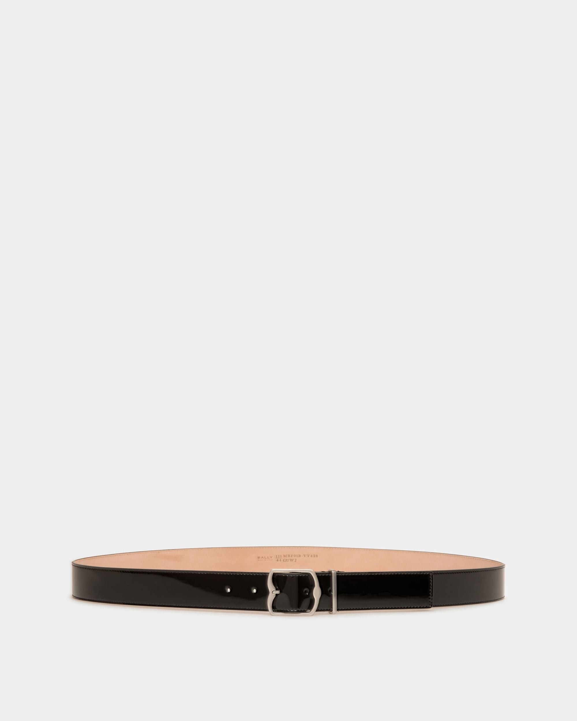 Emblem 35mm Belt in Black Patent Leather - Men's - Bally - 01