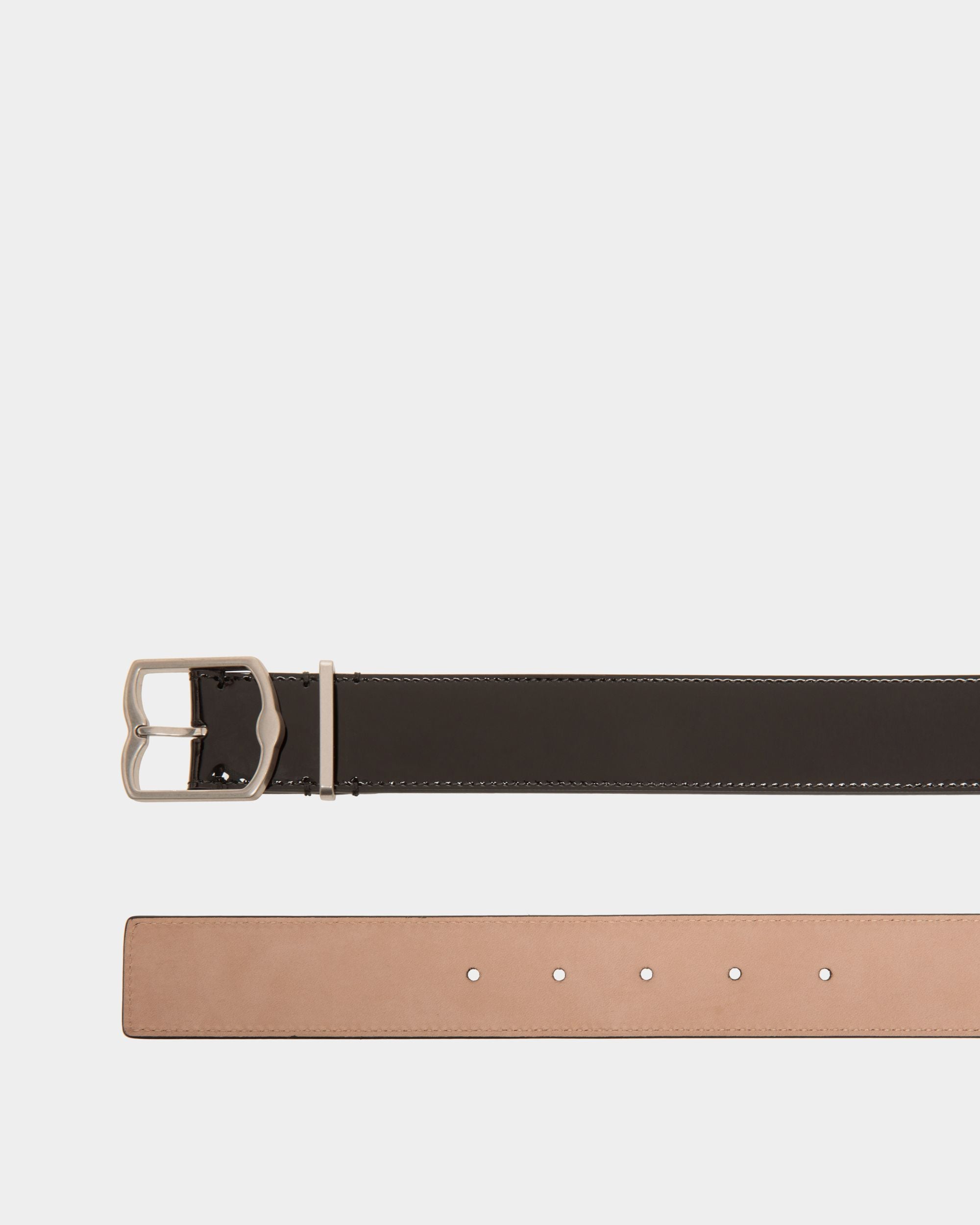 Emblem 35mm Belt in Black Patent Leather - Men's - Bally - 02