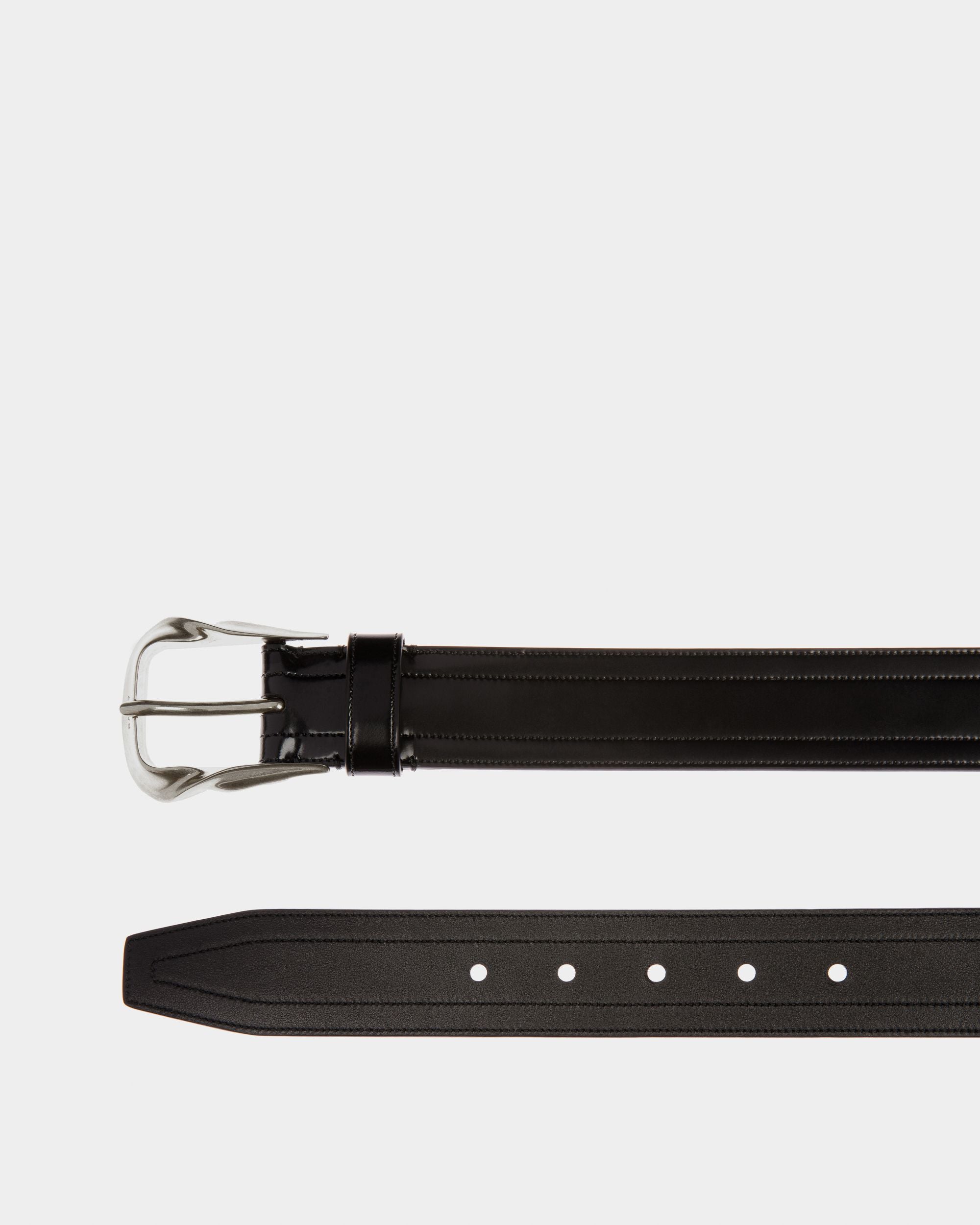 Emblem Buckle 35mm Belt In Black Leather - Men's - Bally - 03