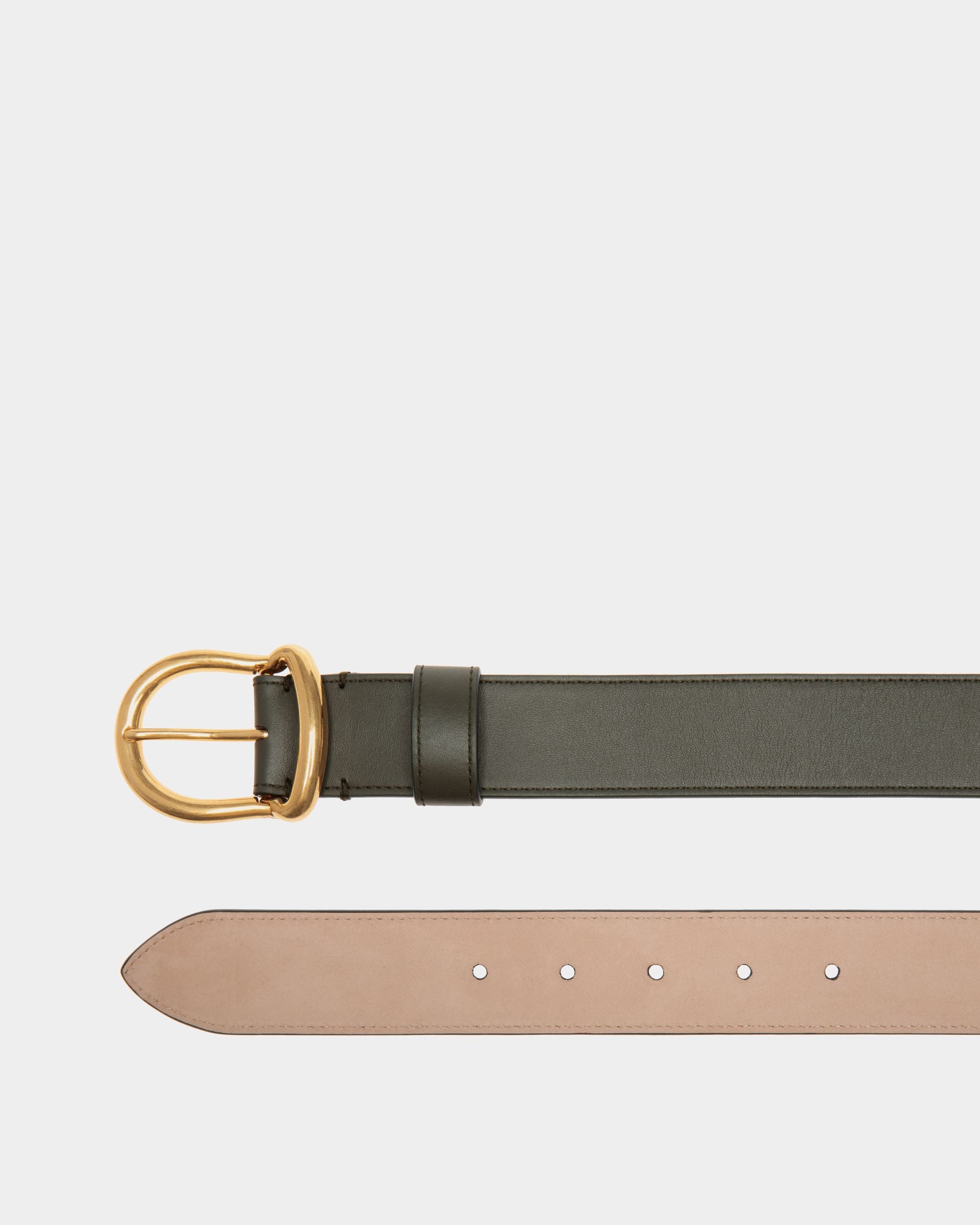 Adrien Brody Travel Collection Belt In Olive Green Leather - Men's - Bally - 02