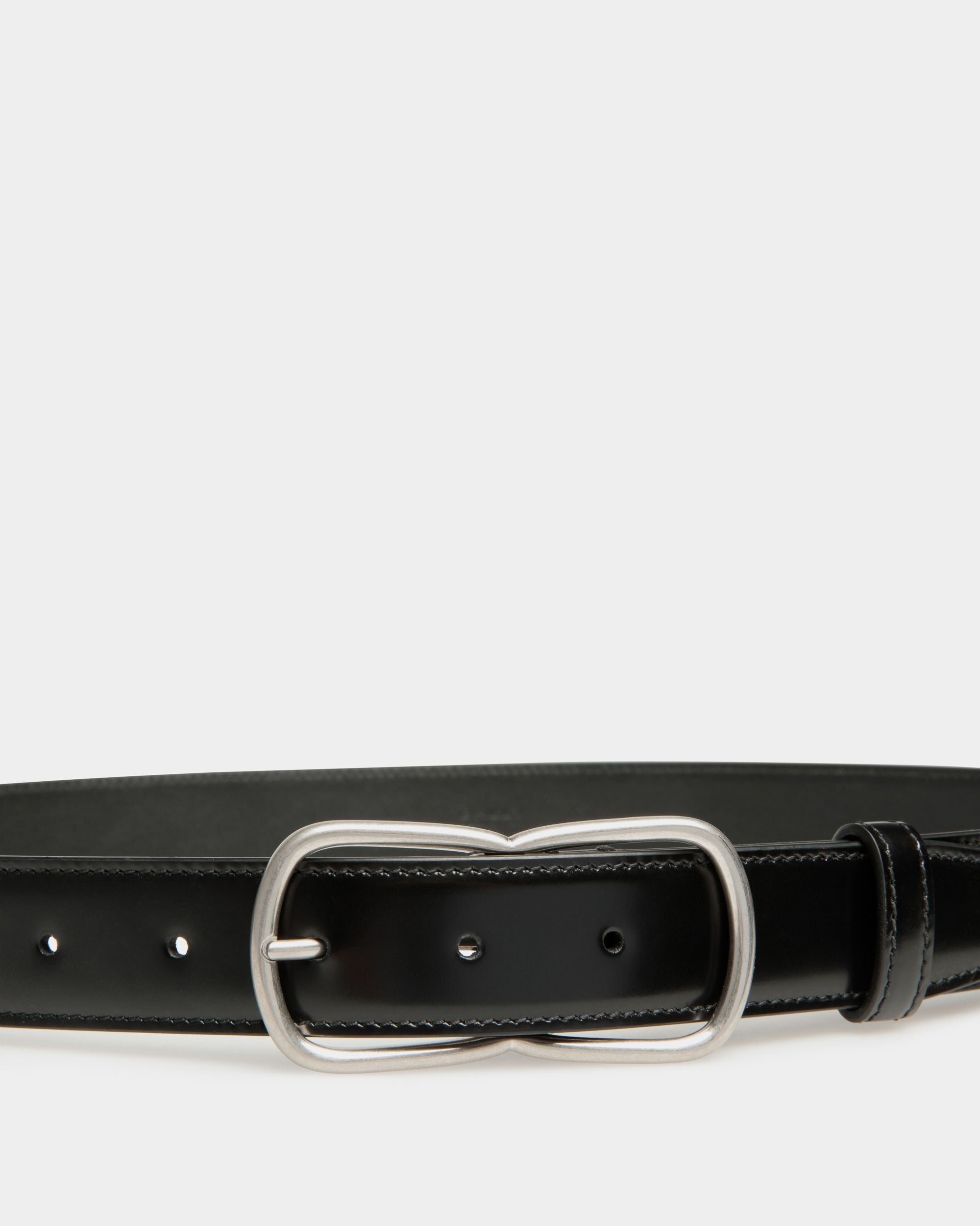 Loto 30mm Belt in Black Brushed Leather - Men's - Bally - 03