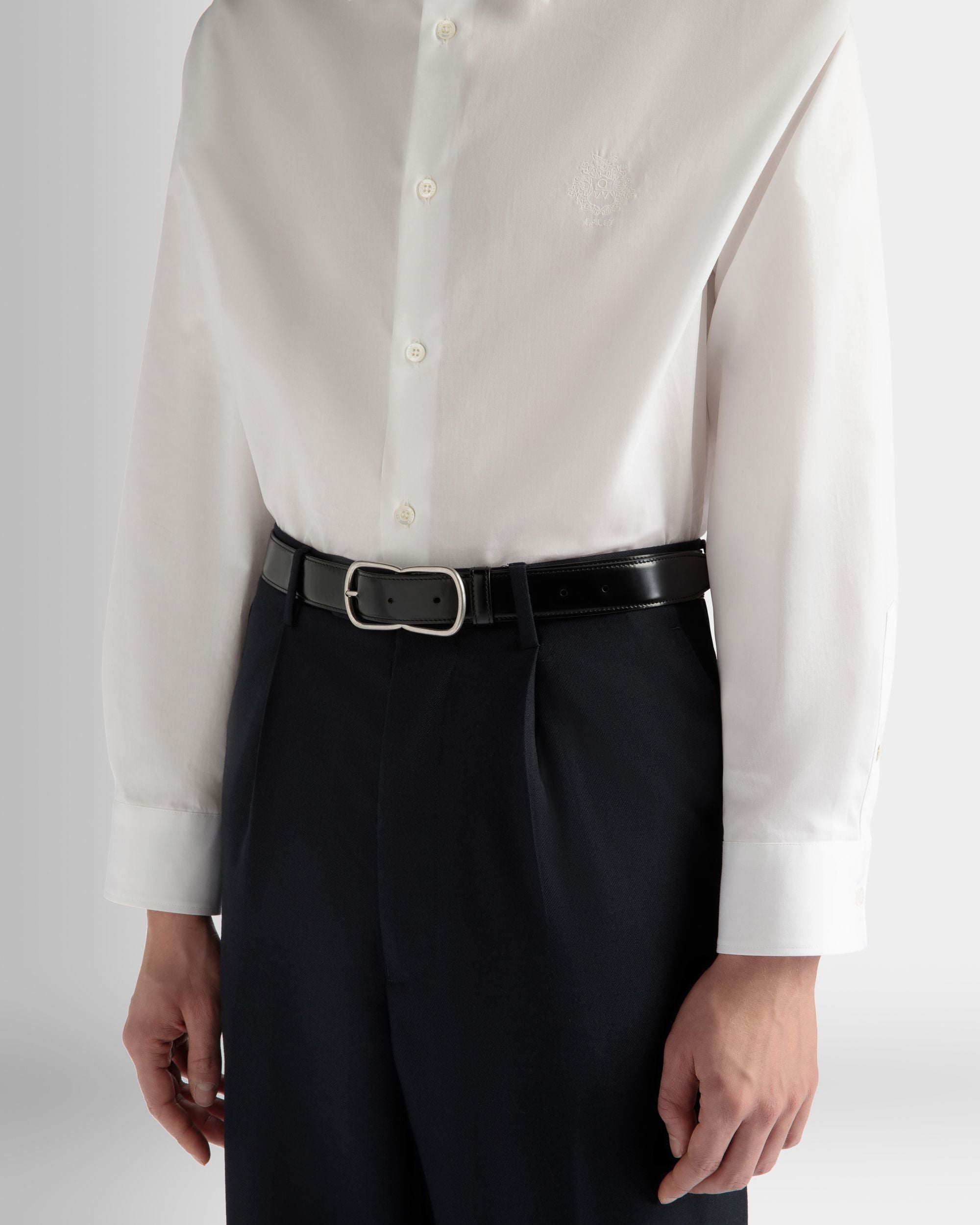 Loto 30mm Belt in Black Brushed Leather - Men's - Bally - 04