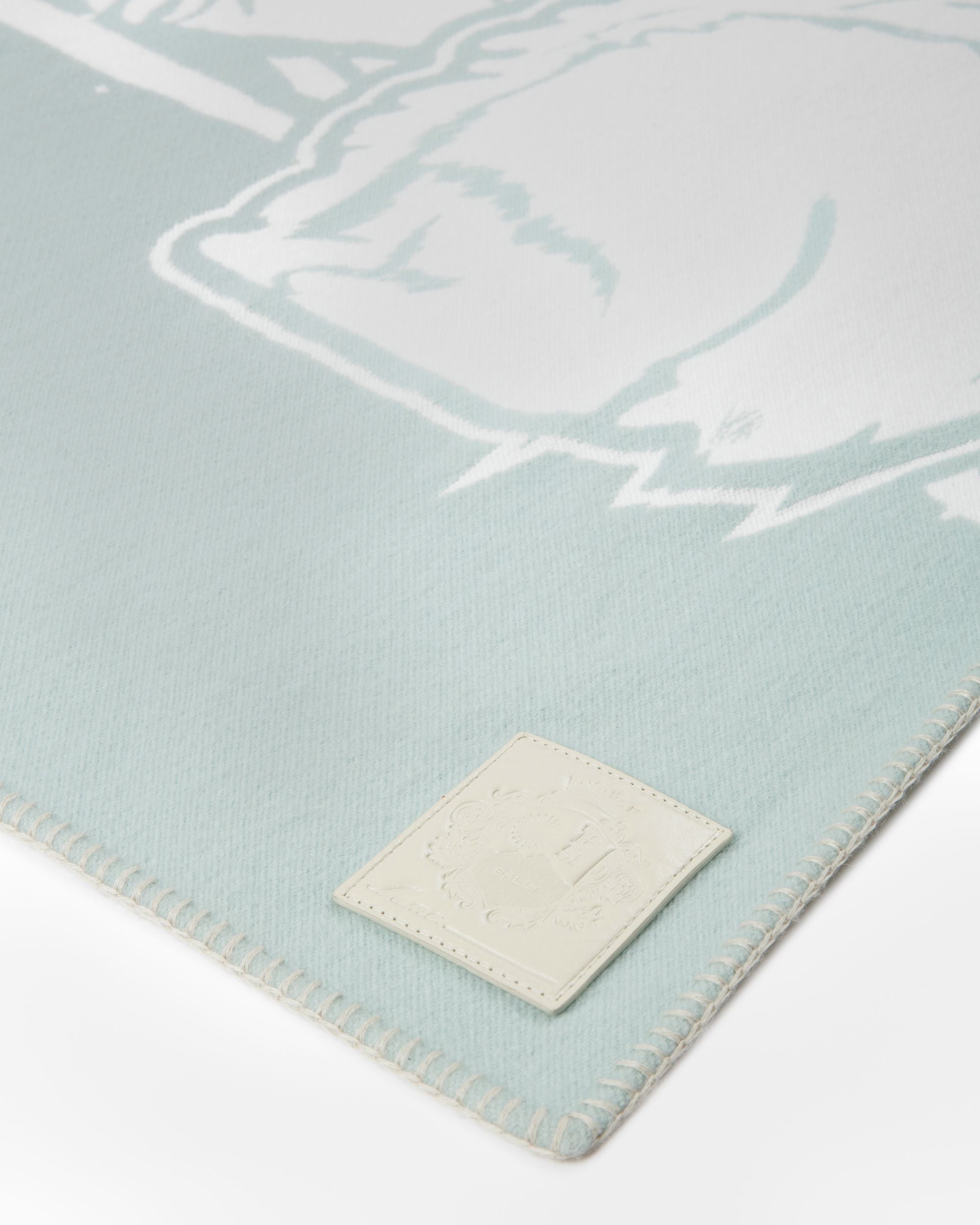 Wool Jacquard Shawl In Light Blue And Bone - Men's - Bally - 03