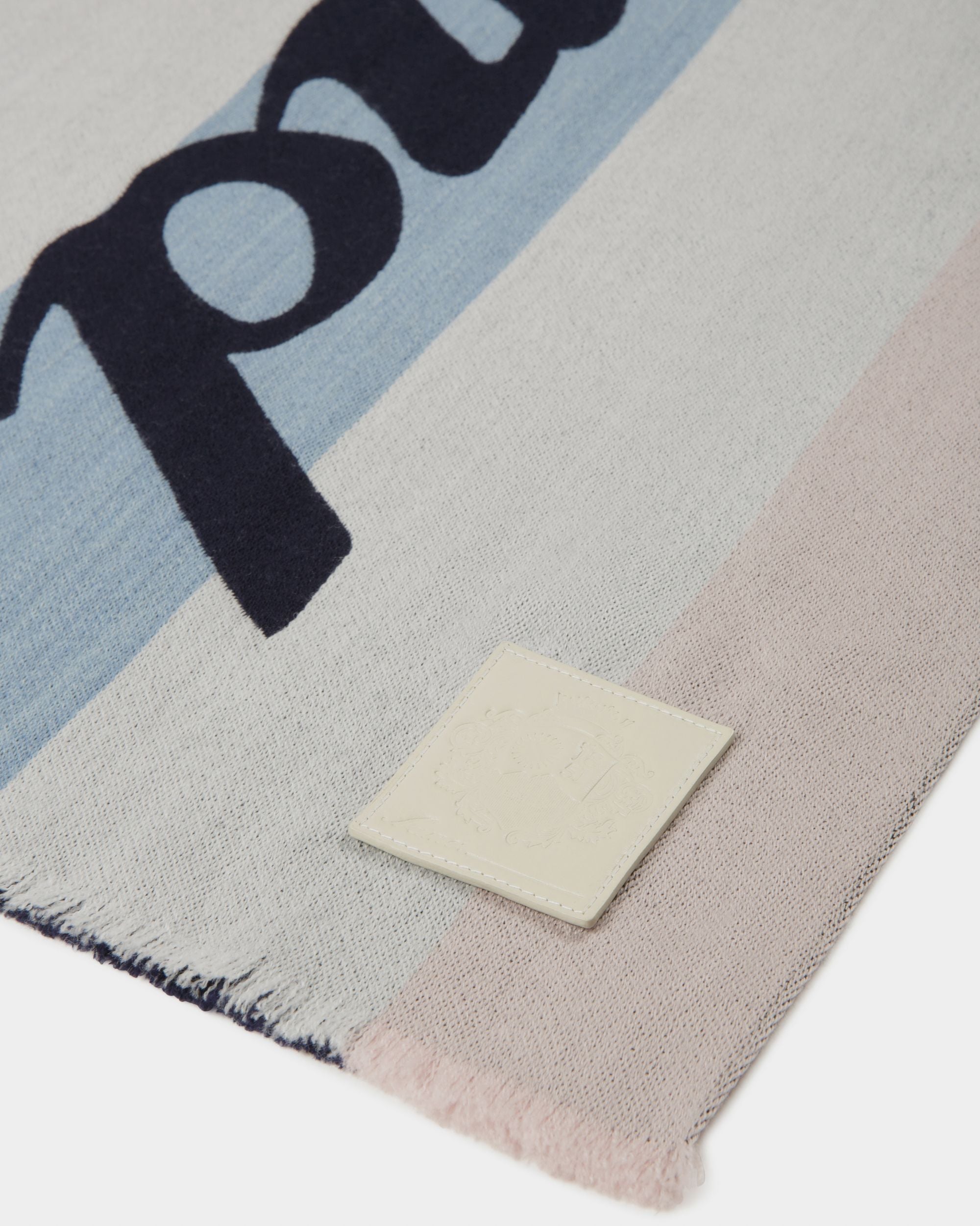 Wool Jacquard Scarf In Blue & Pink - Men's - Bally - 03