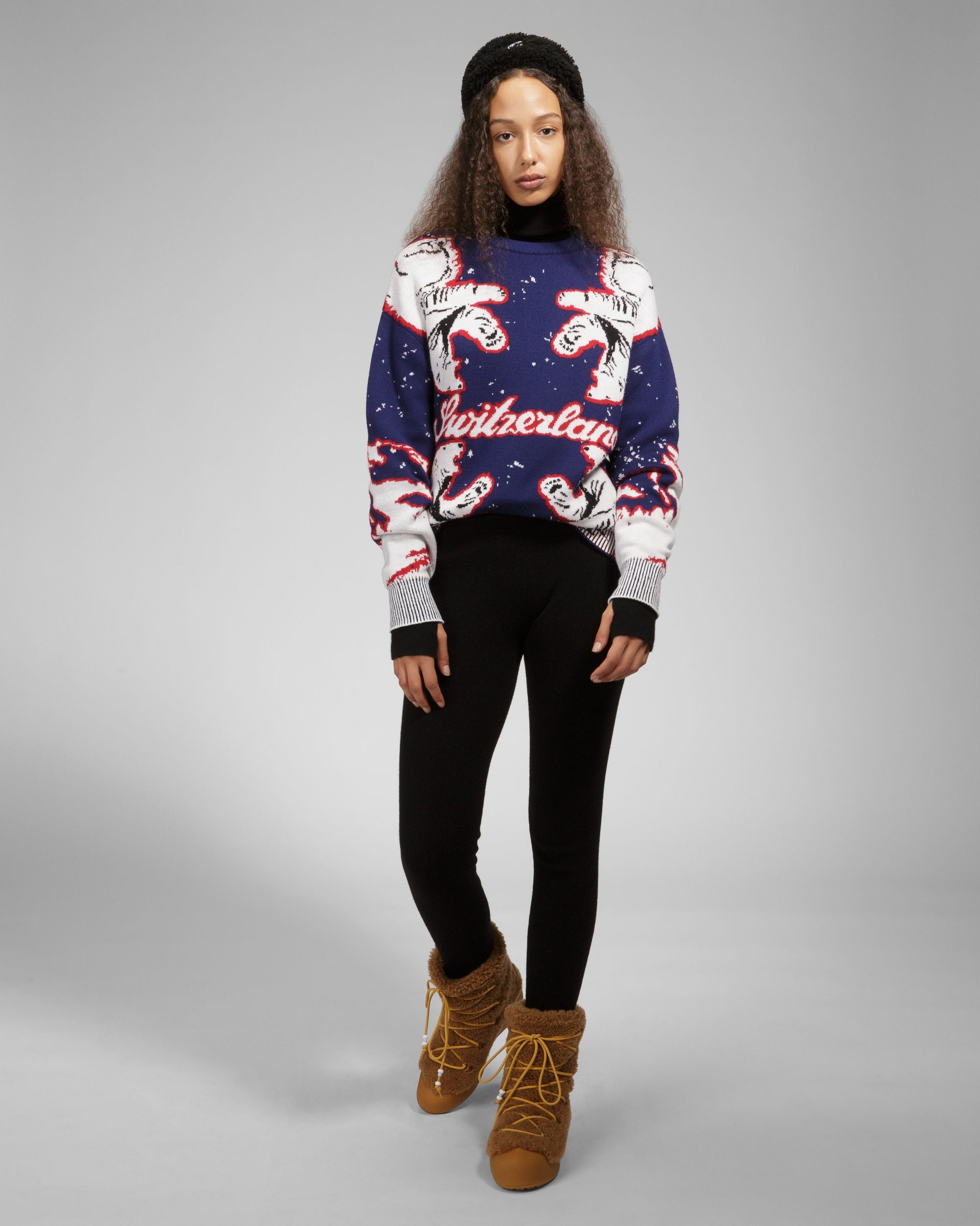 Merino Wool Crew Neck In Navy & Bone - Men's - Bally - 07
