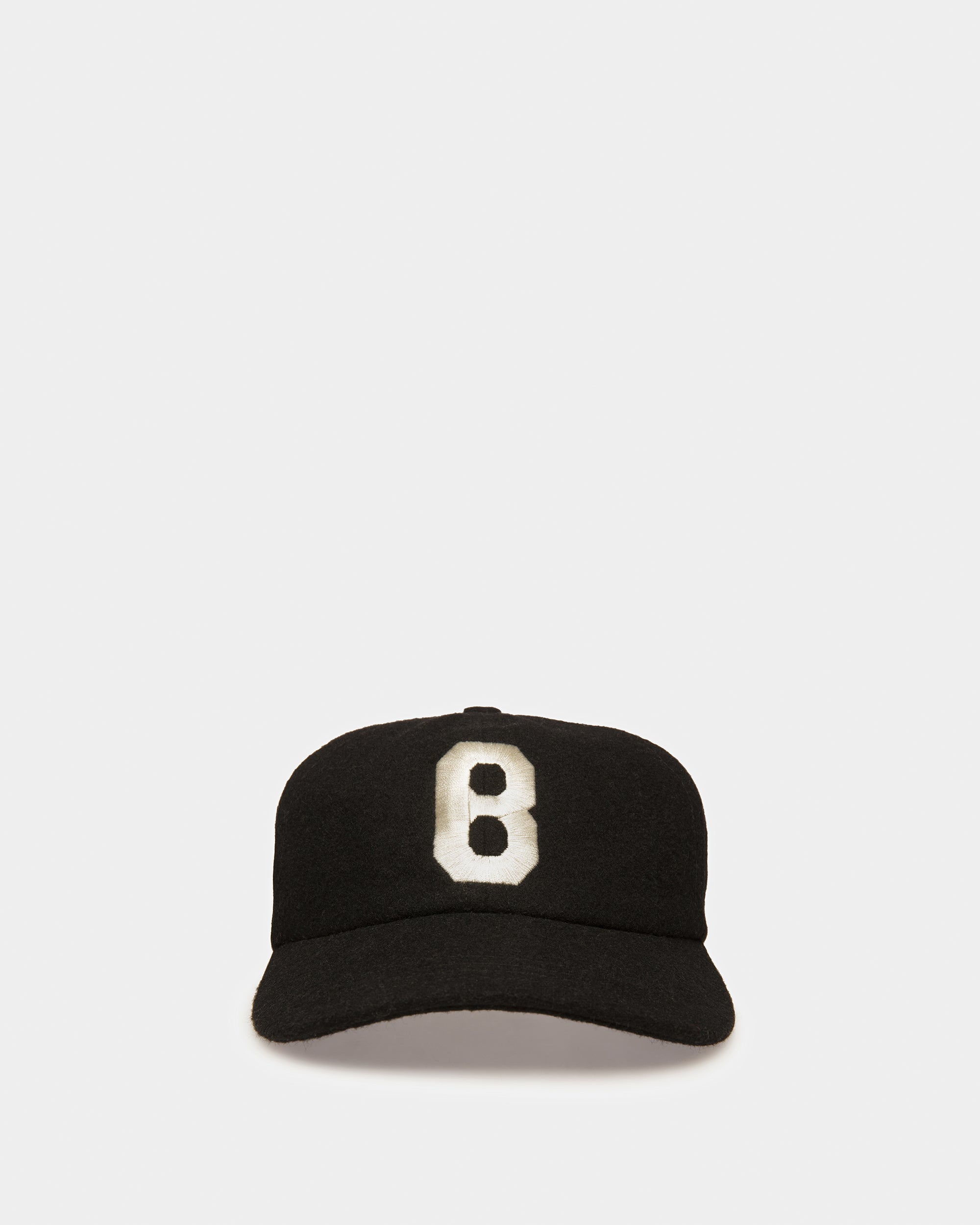 Embroidered Baseball Hat In Black Wool - Men's - Bally - 01