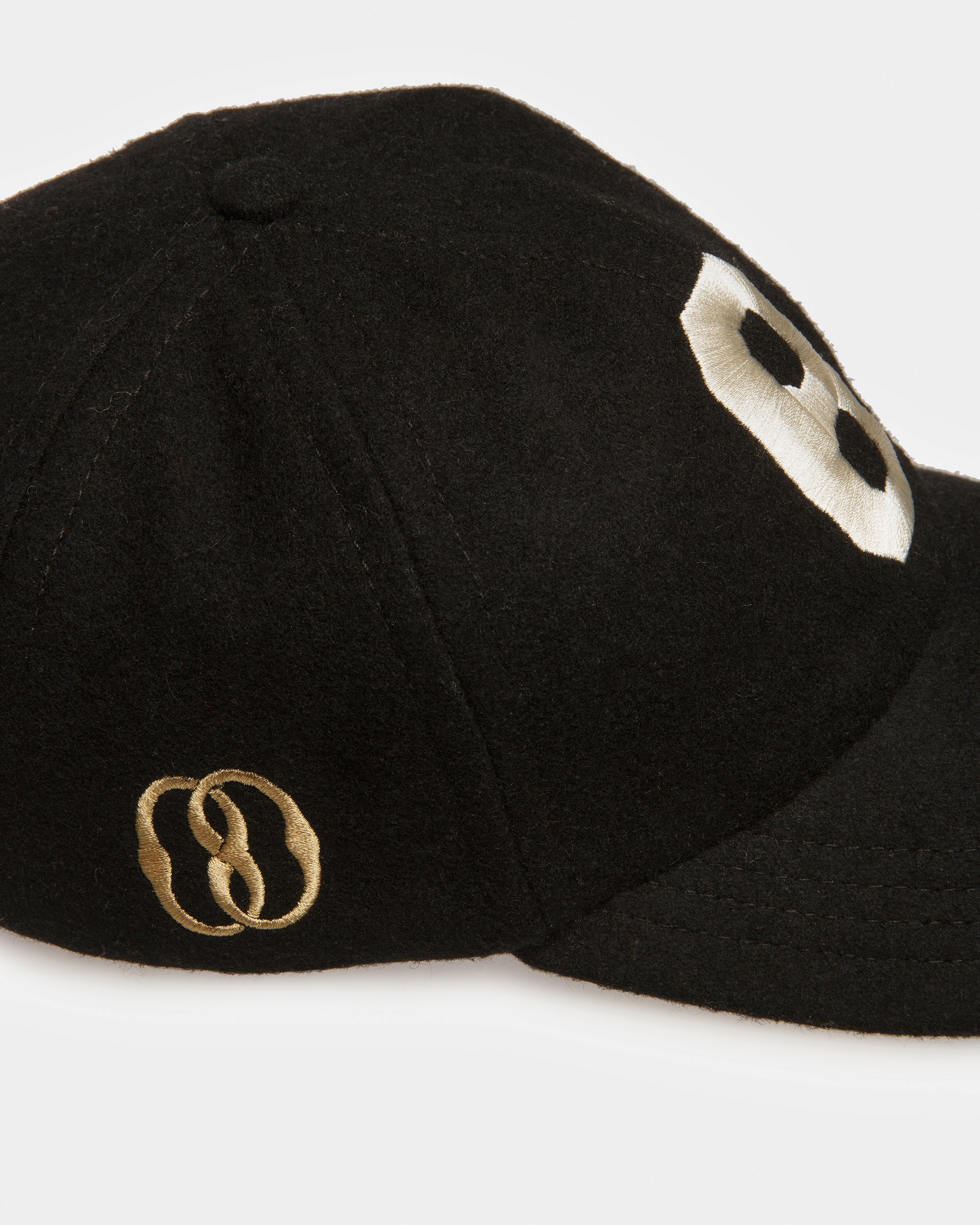 Embroidered Baseball Hat In Black Wool - Men's - Bally - 05