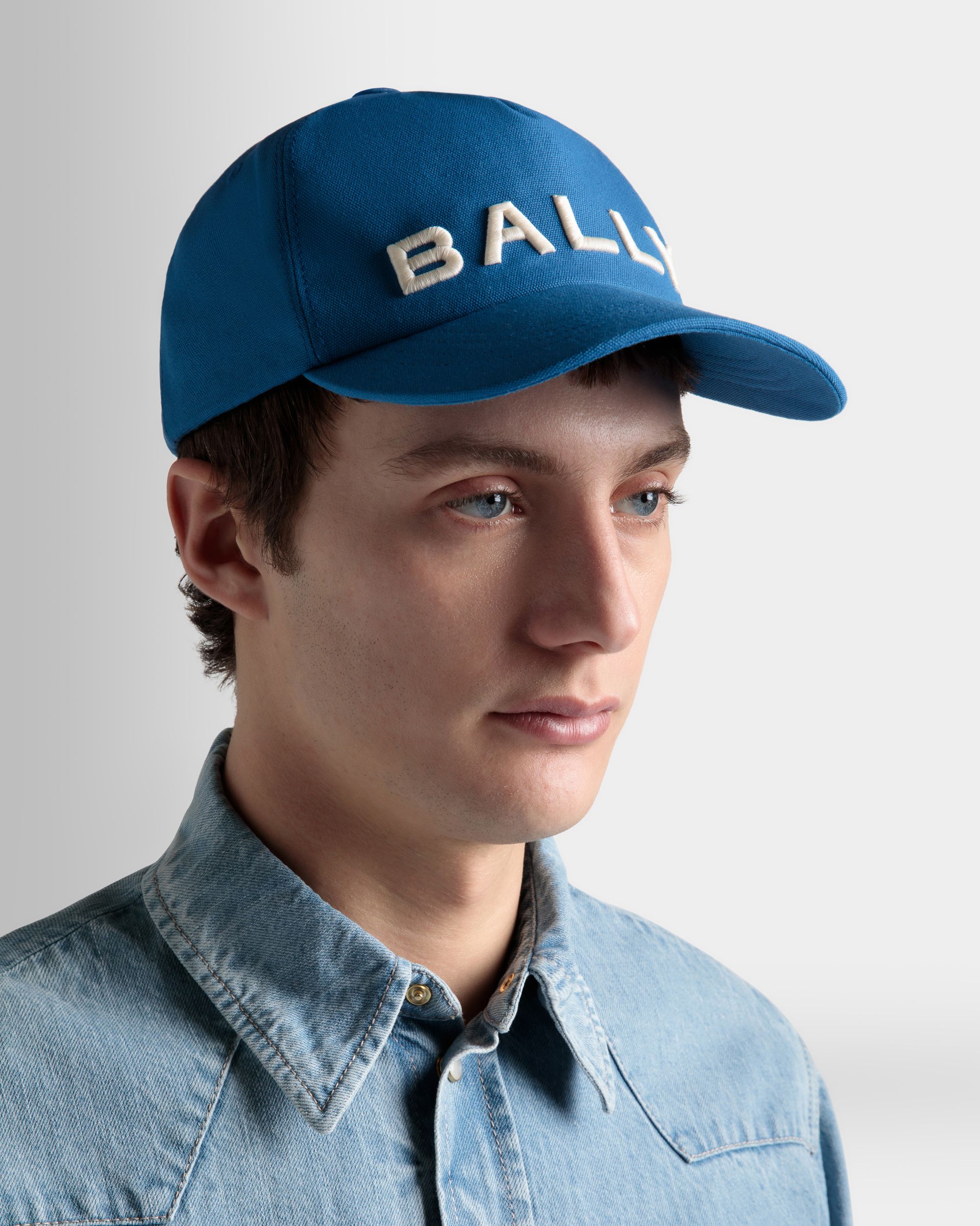 Baseball Hat In Blue Cotton - Men's - Bally - 02