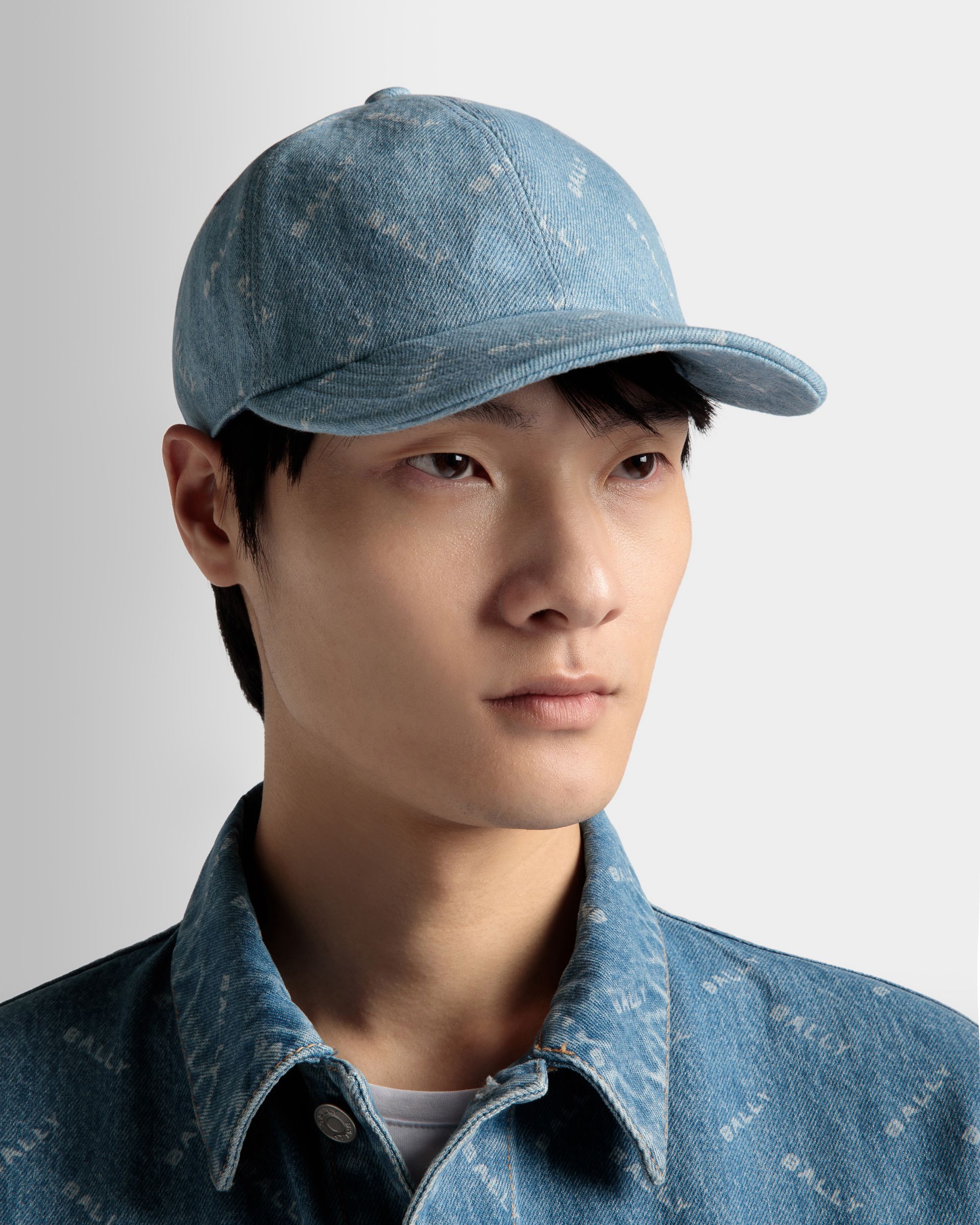 Baseball Hat In Light Blue Cotton - Men's - Bally - 02