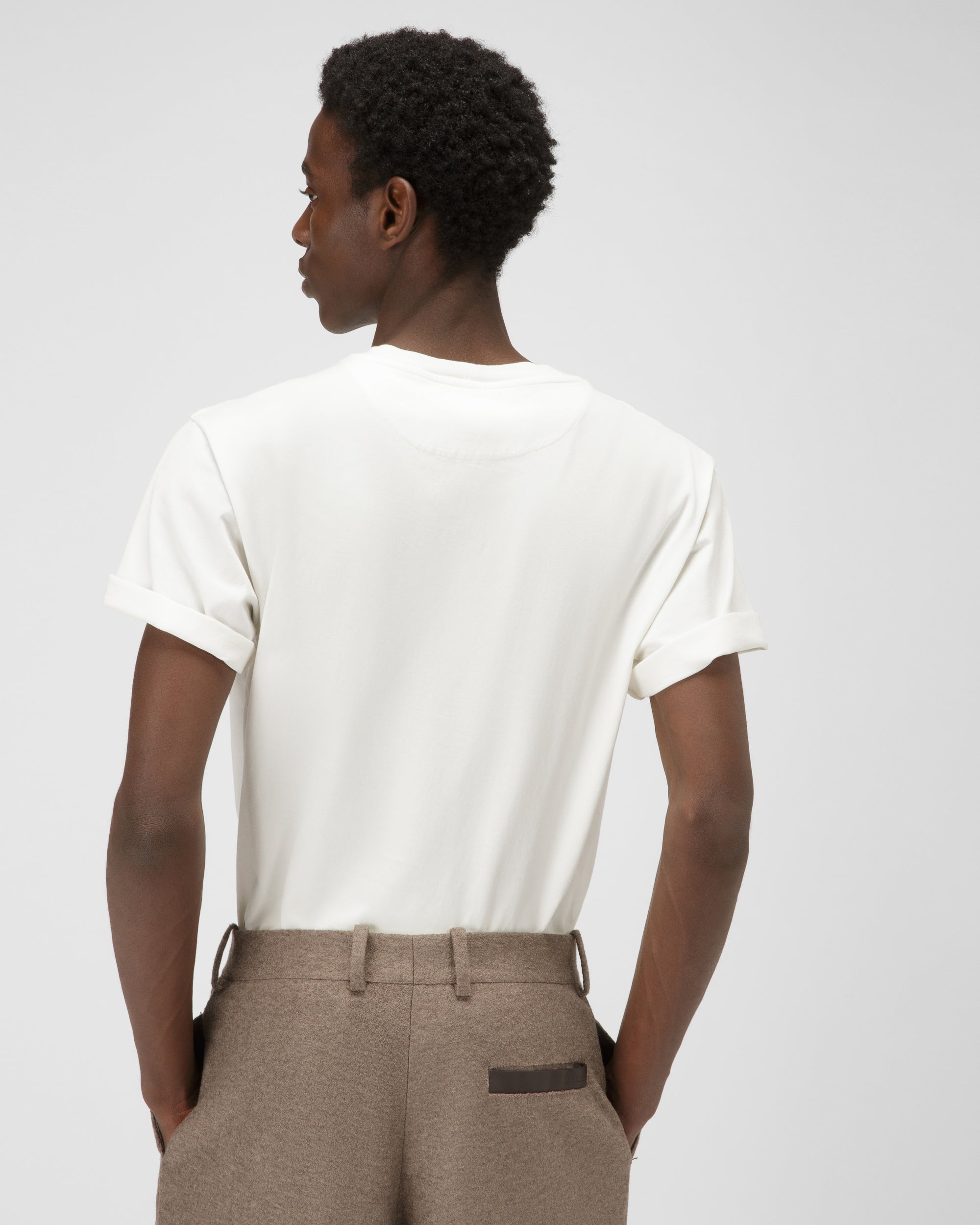 Organic Cotton T-Shirt In Bone - Men's - Bally - 03