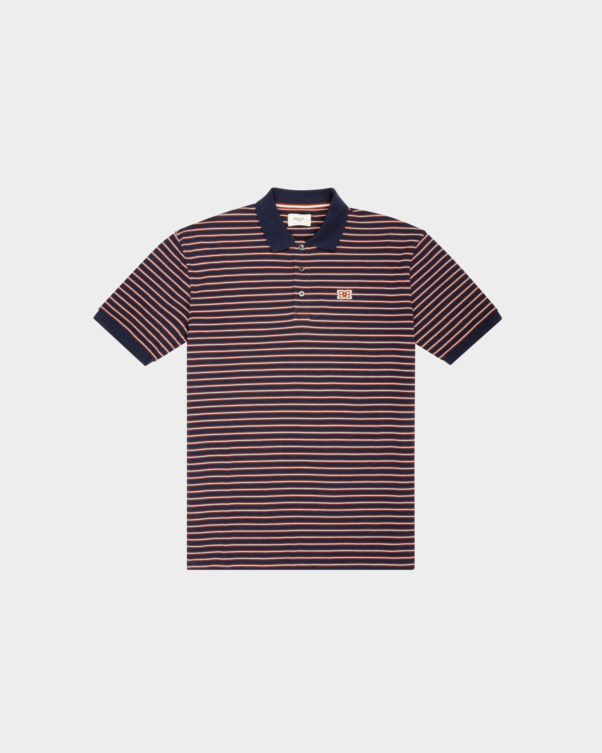 Cotton Polo Shirt In Navy - Men's - Bally - 01