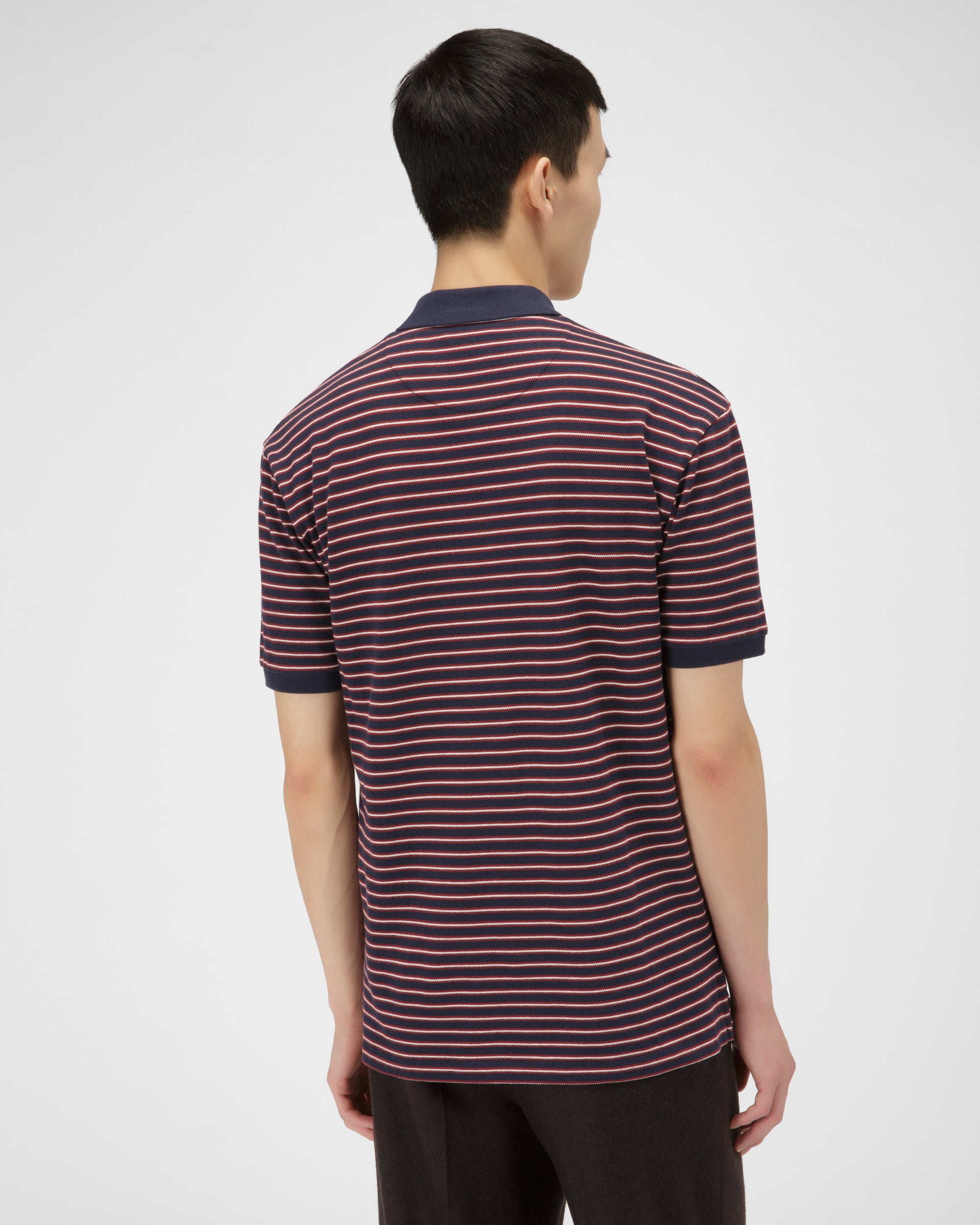 Cotton Polo Shirt In Navy - Men's - Bally - 03