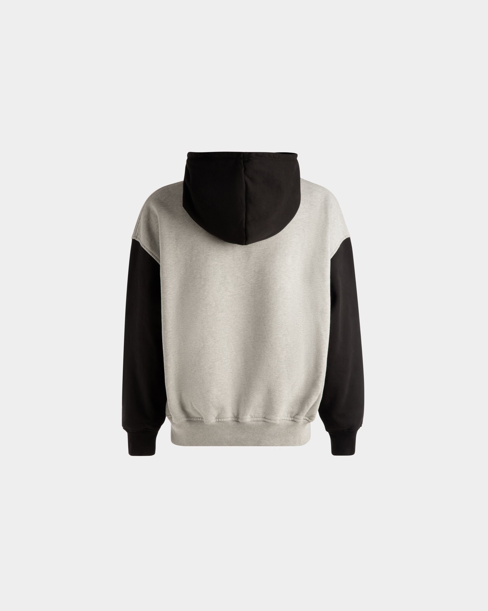 Cotton Bi-Color Hooded Sweater In Grey And Black - Men's - Bally - 07