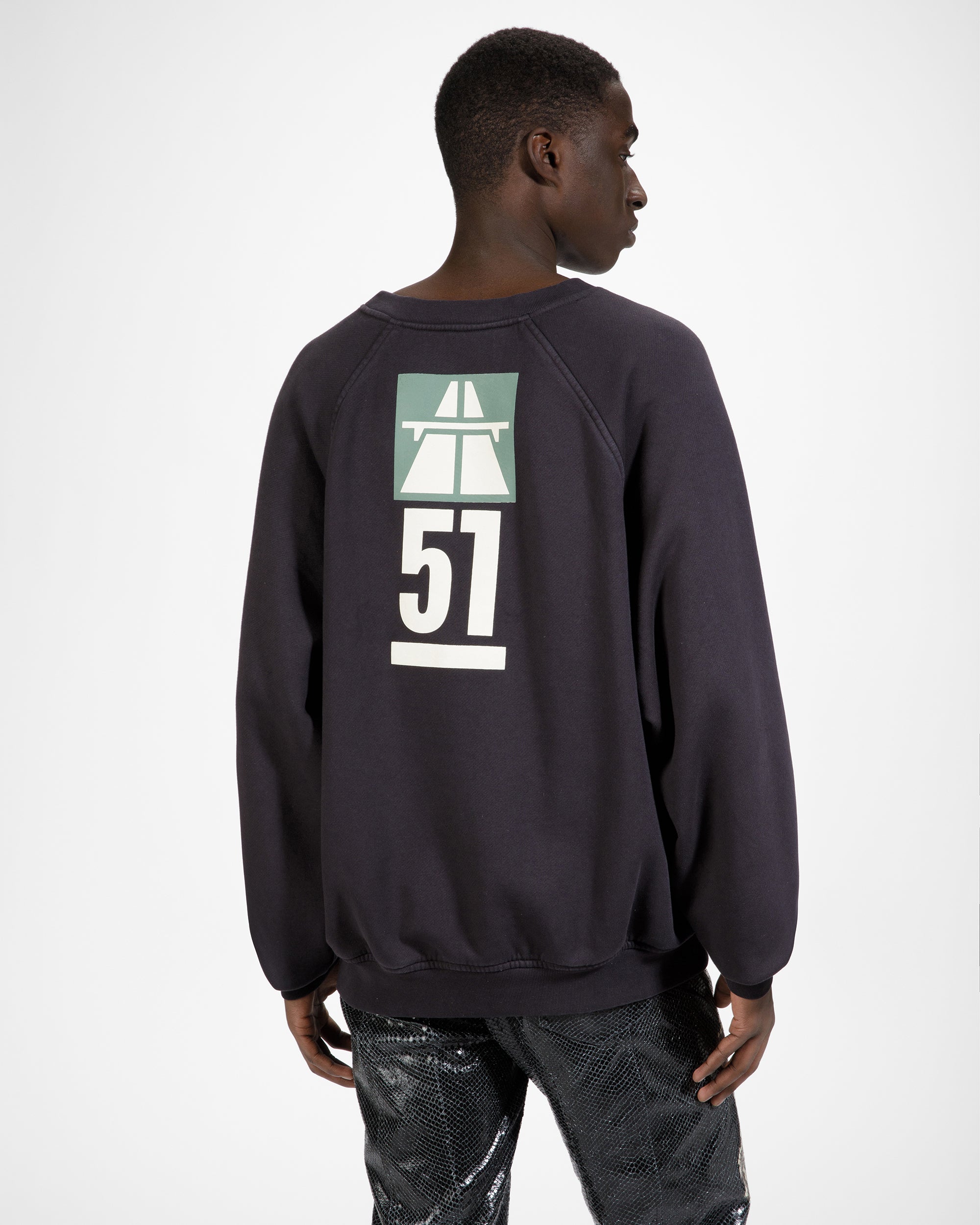 Cotton Printed Crew Neck Sweatshirt In Black - Men's - Bally - 04