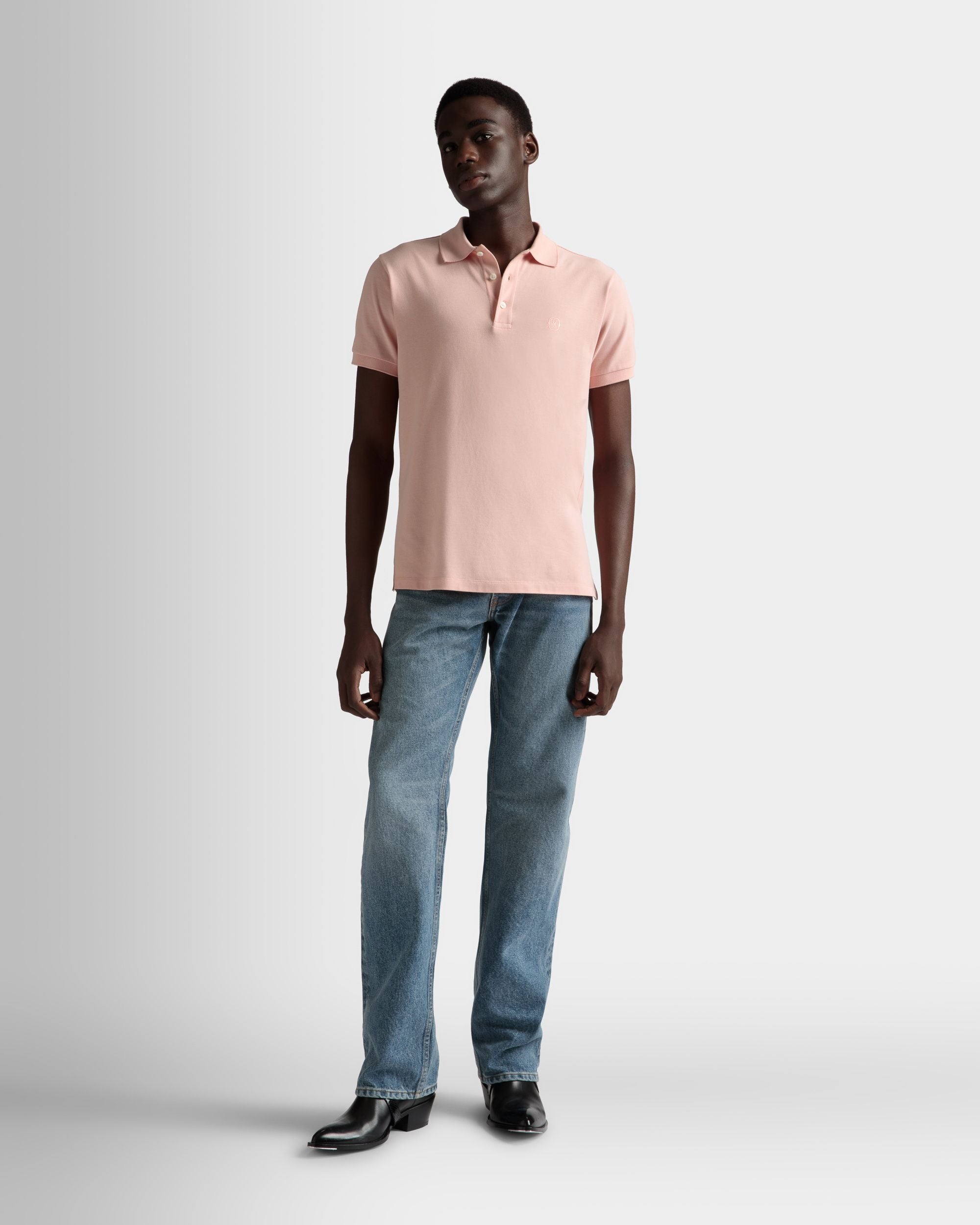 Short Sleeve Polo In Dusty Petal Cotton - Men's - Bally - 02