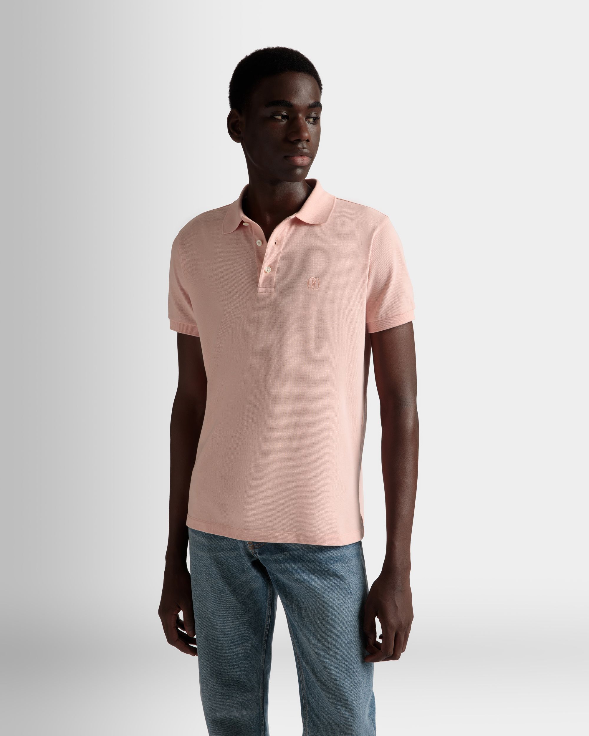 Short Sleeve Polo In Dusty Petal Cotton - Men's - Bally - 03
