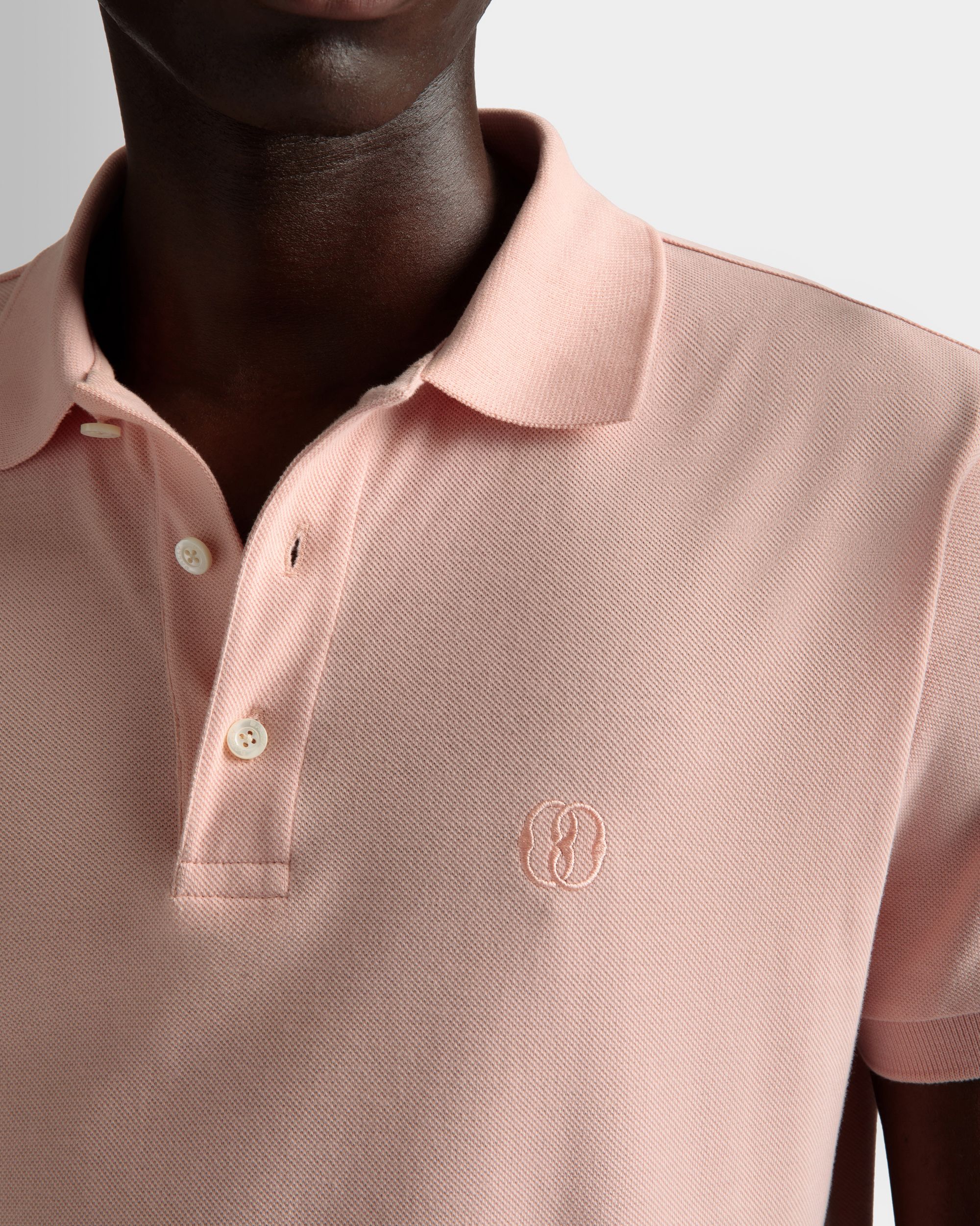 Short Sleeve Polo In Dusty Petal Cotton - Men's - Bally - 04
