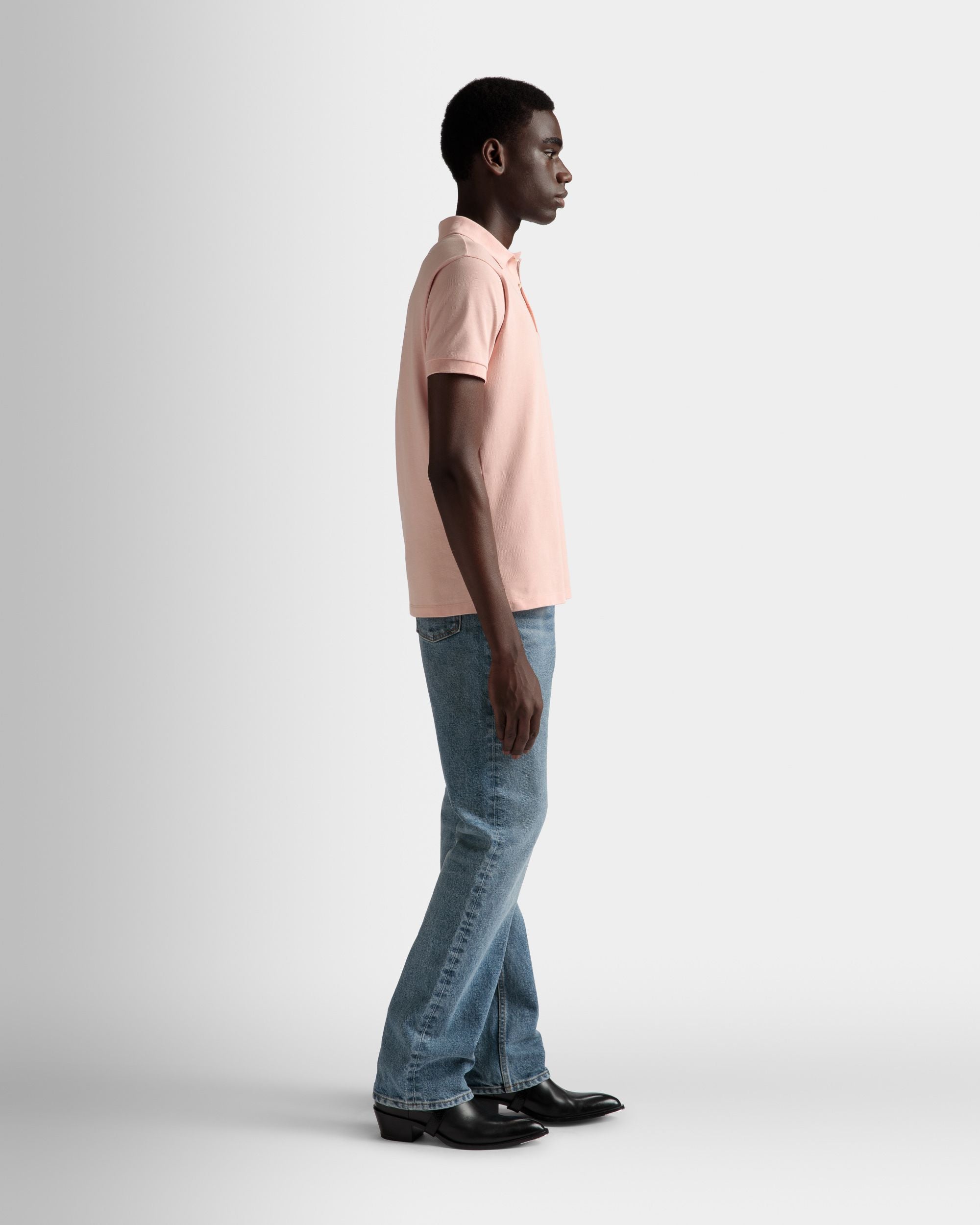 Short Sleeve Polo In Dusty Petal Cotton - Men's - Bally - 05