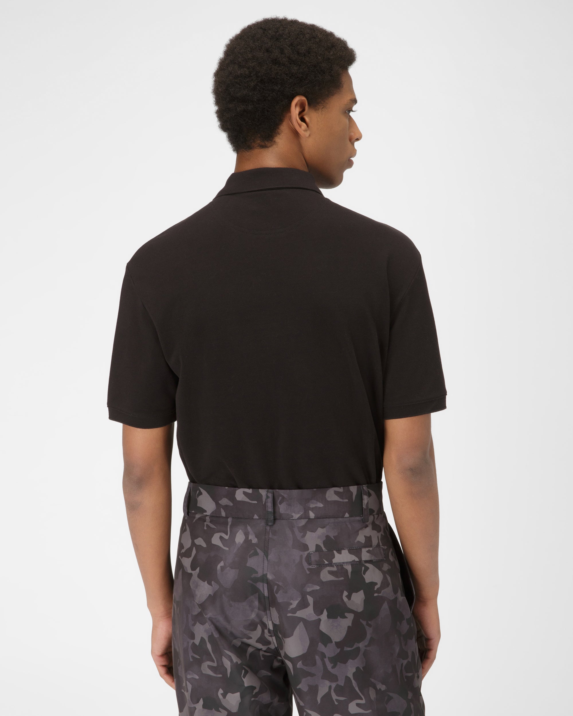 Cotton Polo Shirt In Black - Men's - Bally - 03