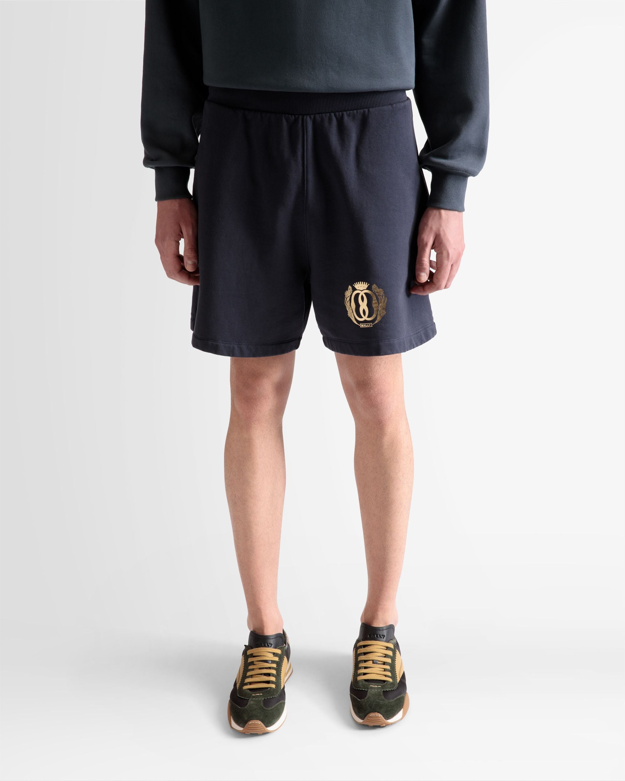 Train Print Half-Zipper Sweatshirt In Stone Cotton - Men's - Bally - 03
