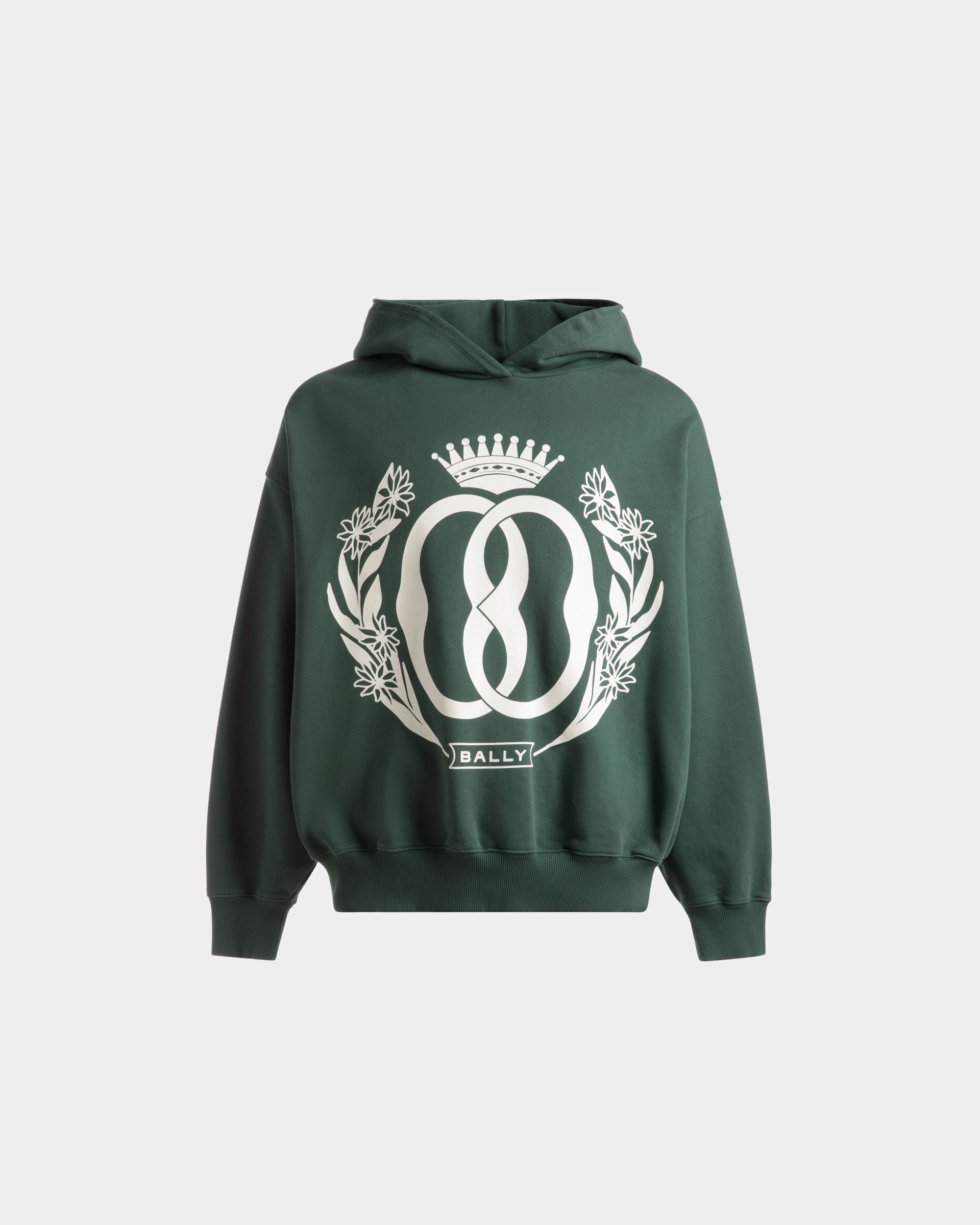 Foiled Hooded Sweatshirt In Kelly Green Cotton - Men's - Bally - 01