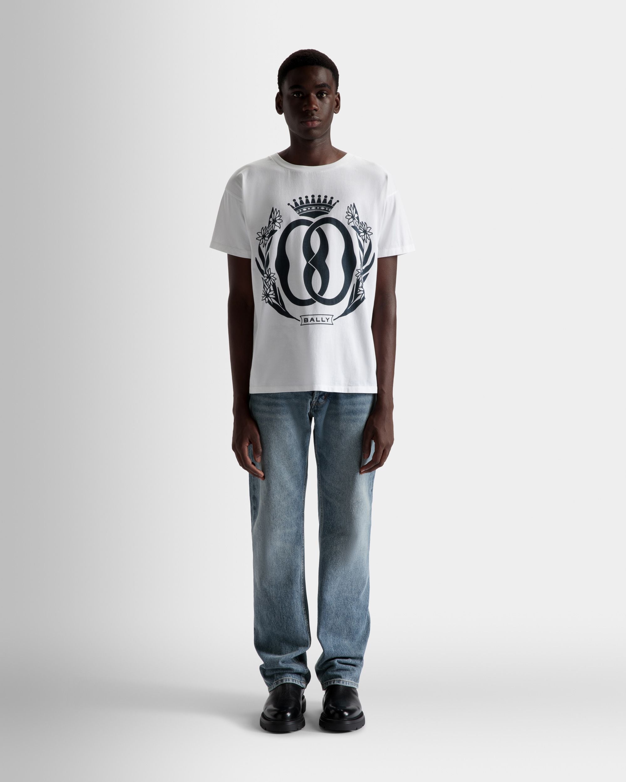 Foiled T-Shirt In White Cotton - Men's - Bally - 02