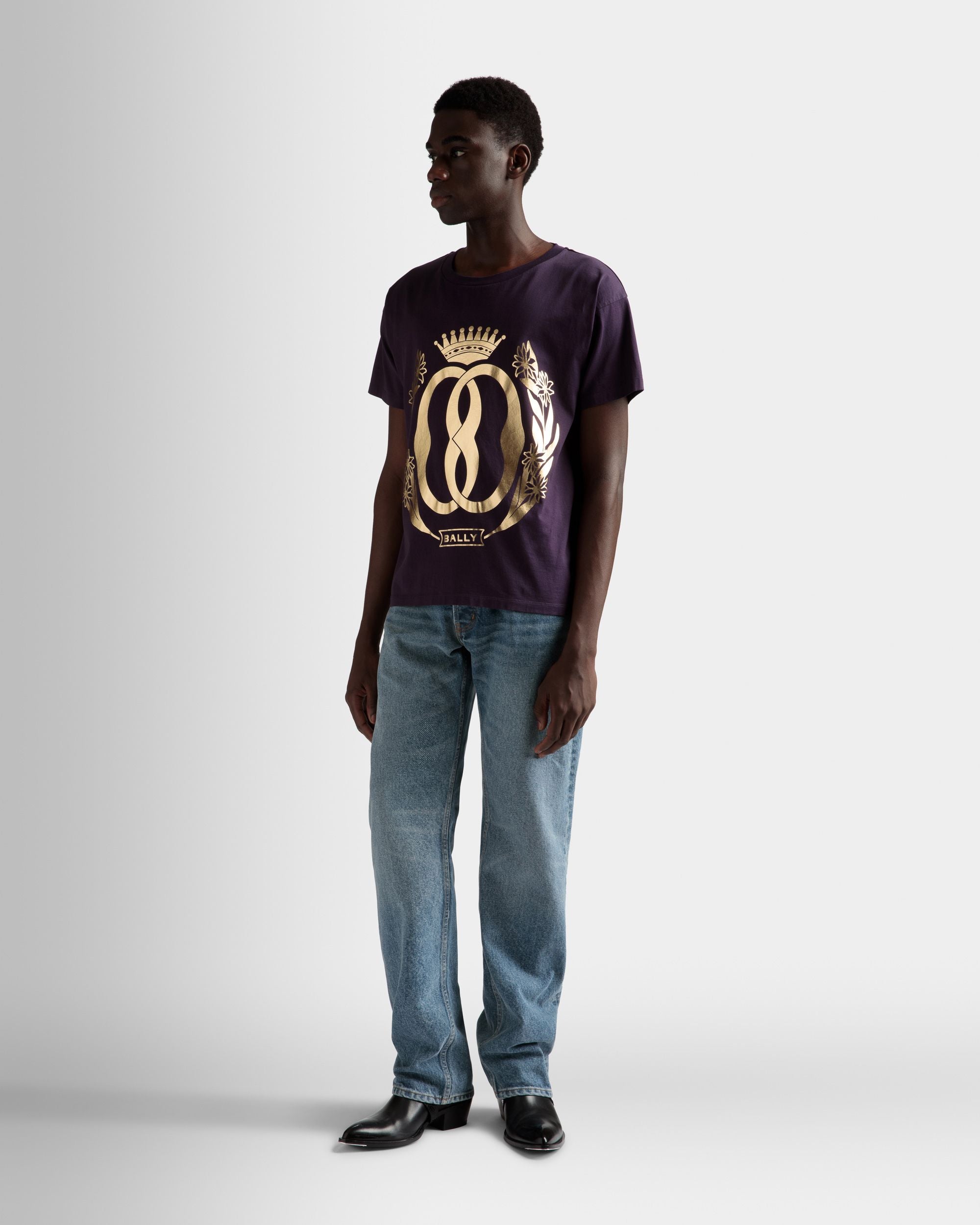 Foiled T-Shirt In Orchid Cotton - Men's - Bally - 02