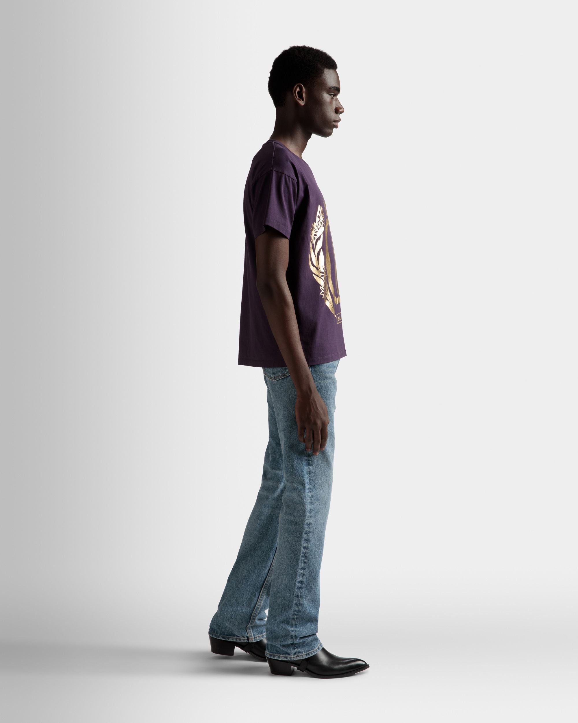 Foiled T-Shirt In Orchid Cotton - Men's - Bally - 05