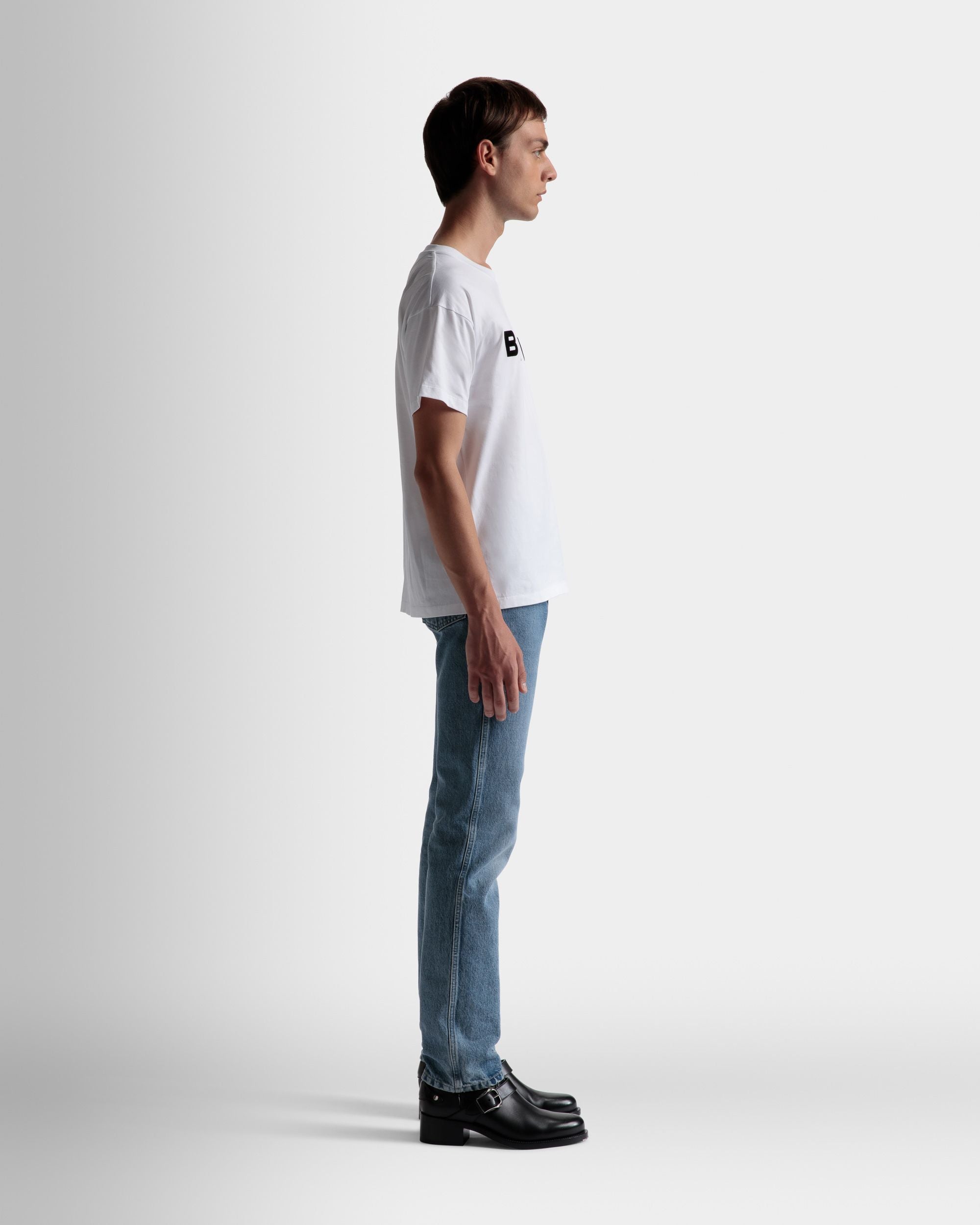 Logo T-Shirt In White Cotton - Men's - Bally - 05