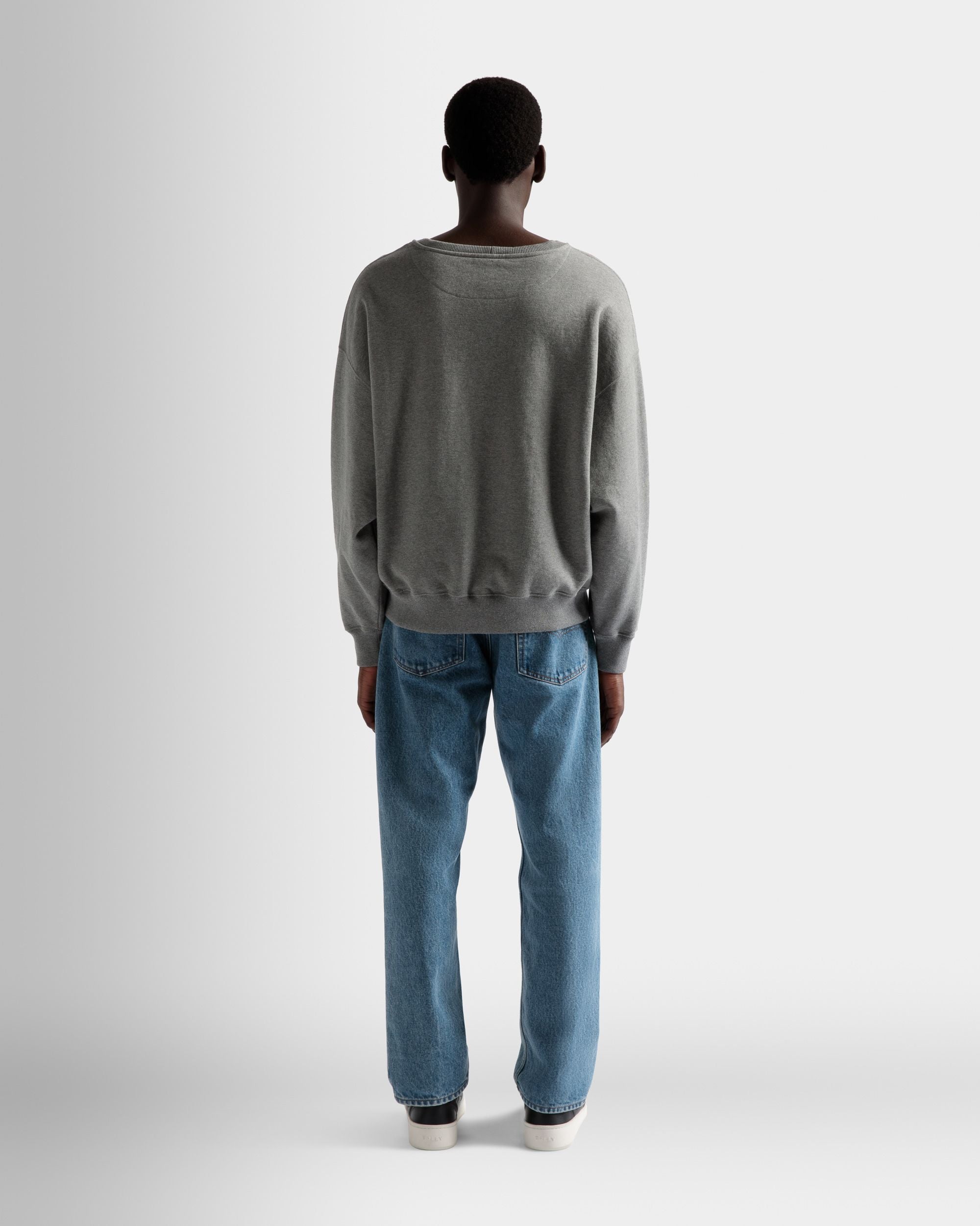 Printed Sweatshirt In Grey Melange Cotton - Men's - Bally - 06