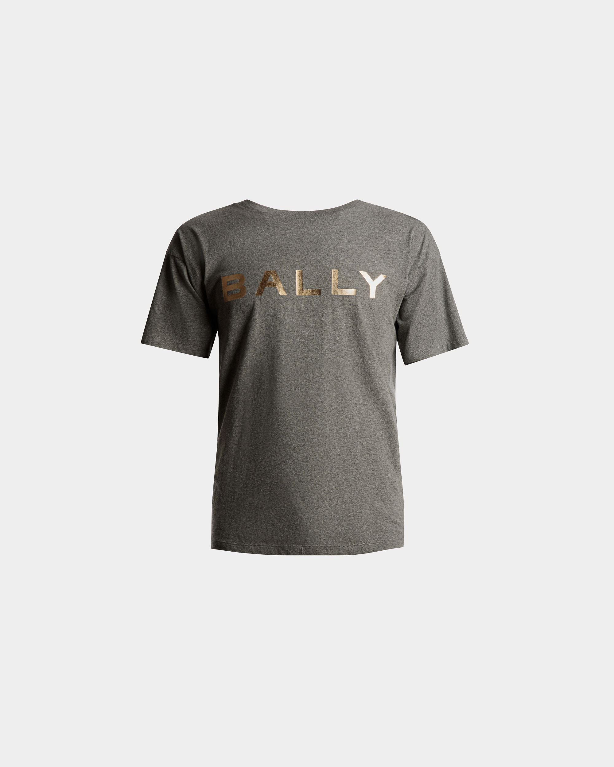 Logo T-Shirt In Grey Melange Cotton - Men's - Bally - 01