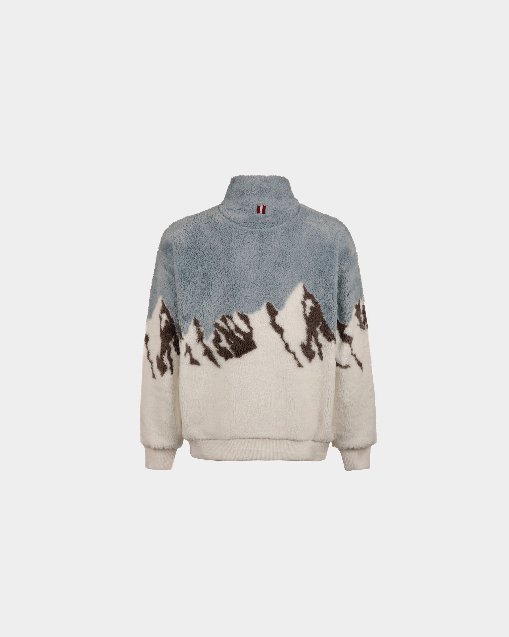 Sweatshirt In Light Blue And White Sherpa Fleece - Men's - Bally - 07