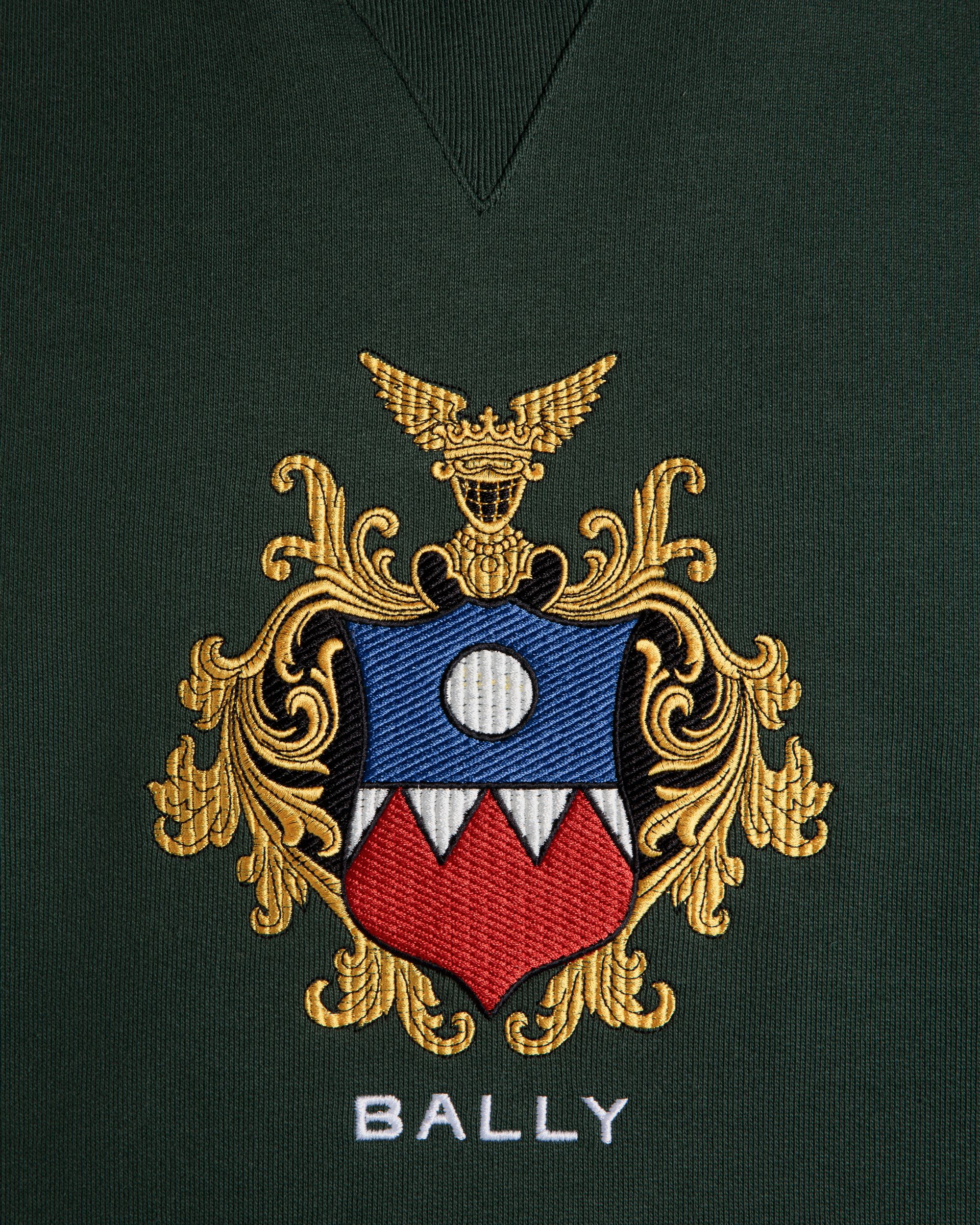 Hoodie With Bally Crest Logo In Bottle Green Cotton - Men's - Bally - 05