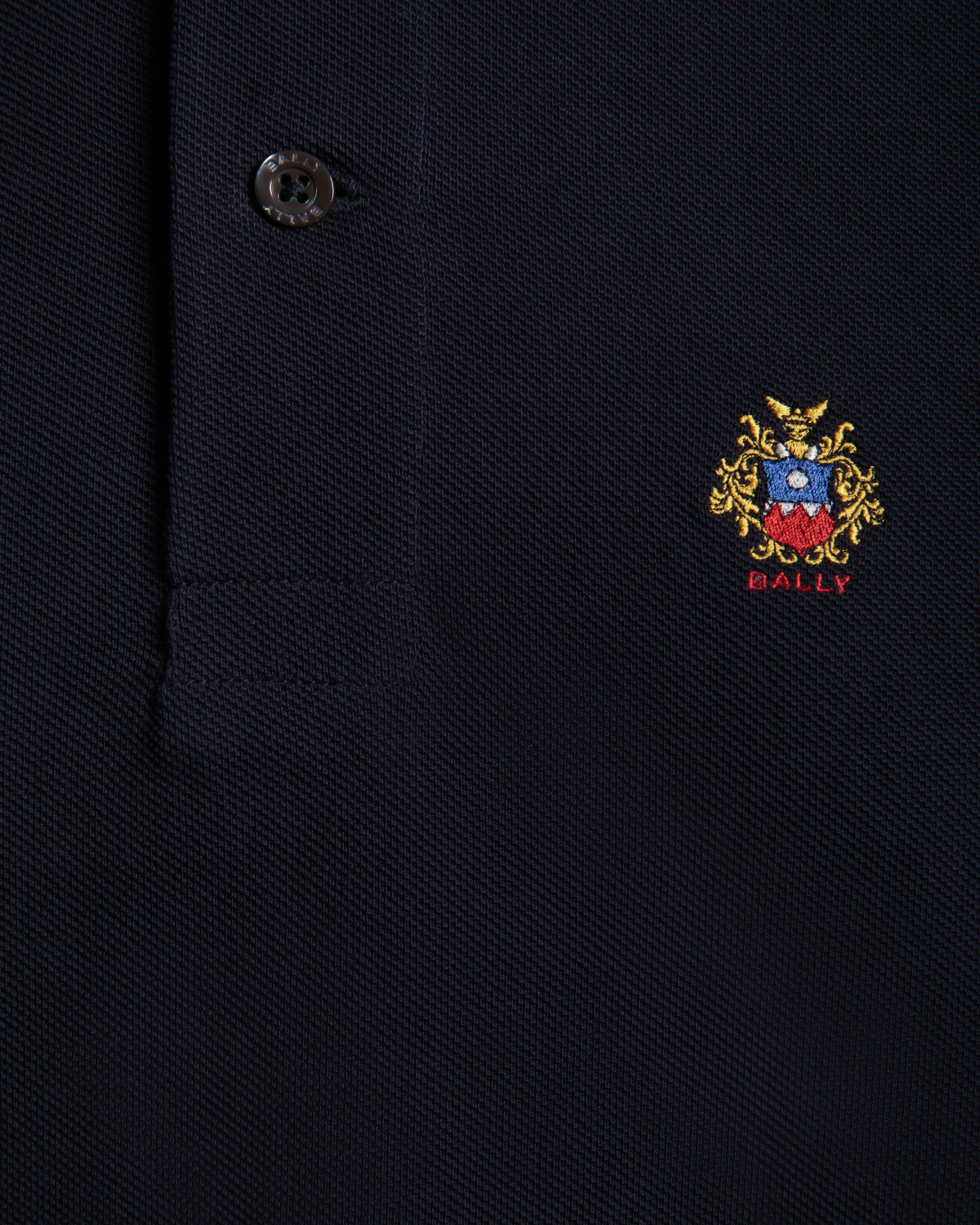 Long Sleeve Polo Shirt in Navy Blue Cotton - Men's - Bally - 04