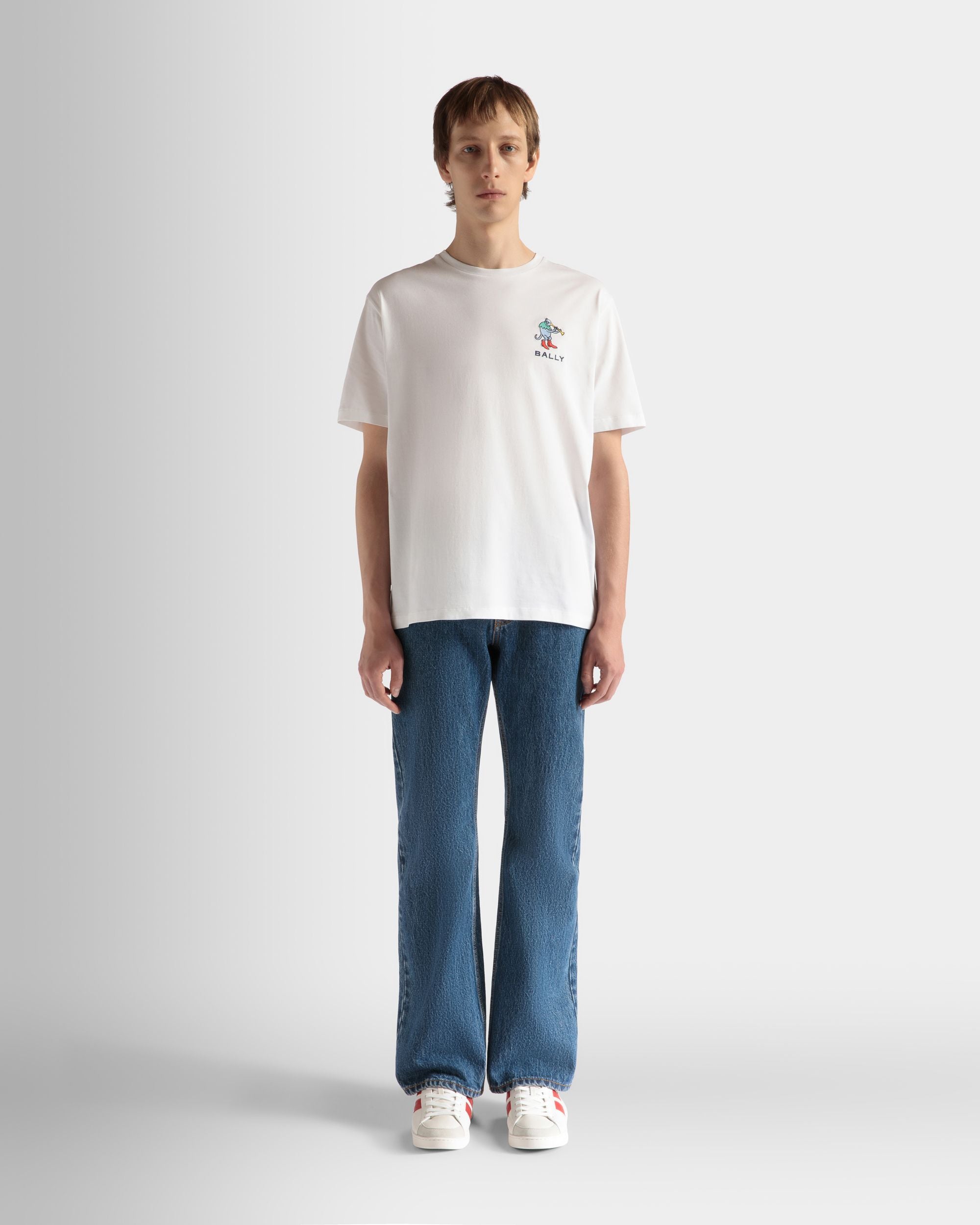 T-Shirt in White Cotton - Men's - Bally - 02