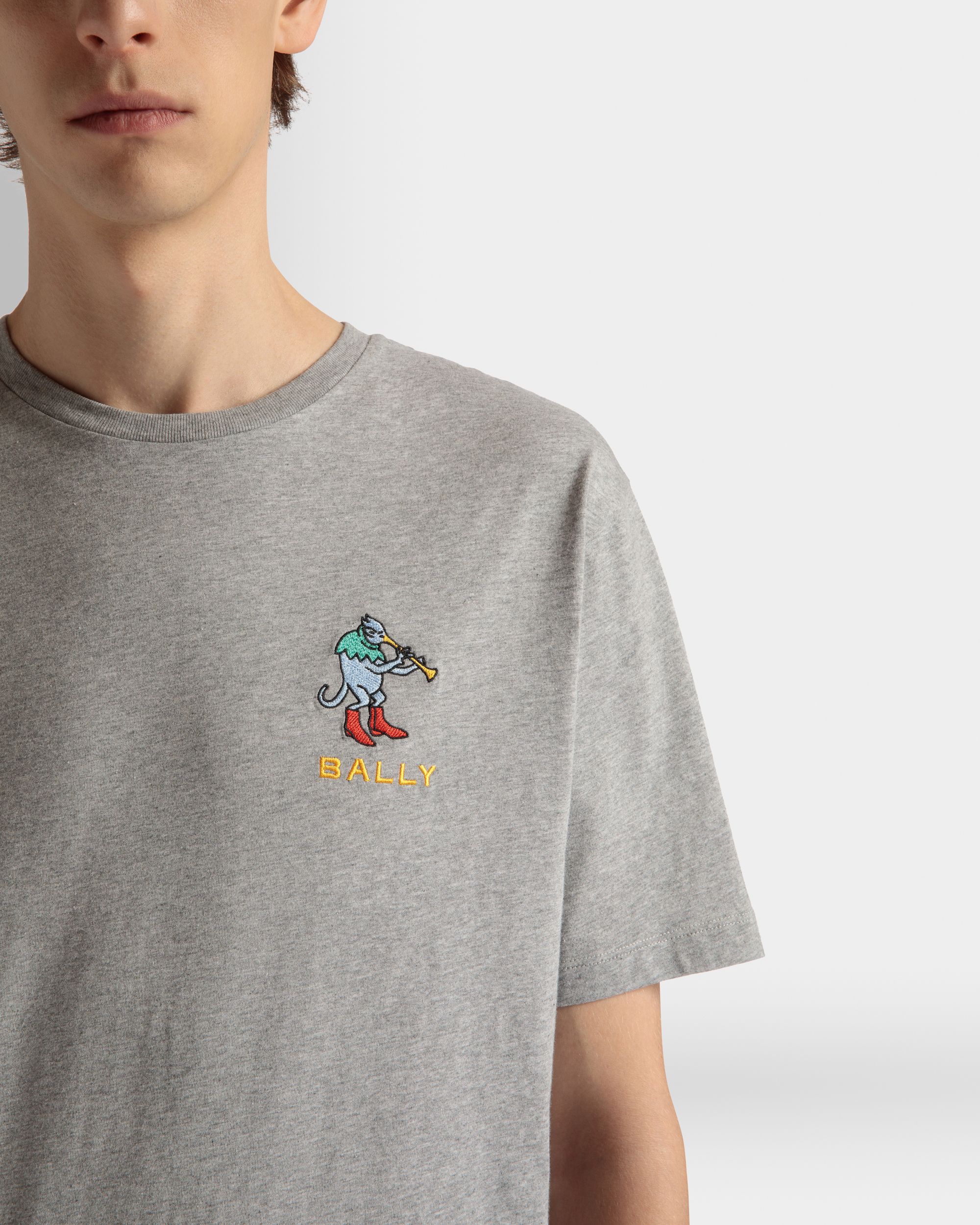 T-Shirt in Grey Melange Cotton - Men's - Bally - 04