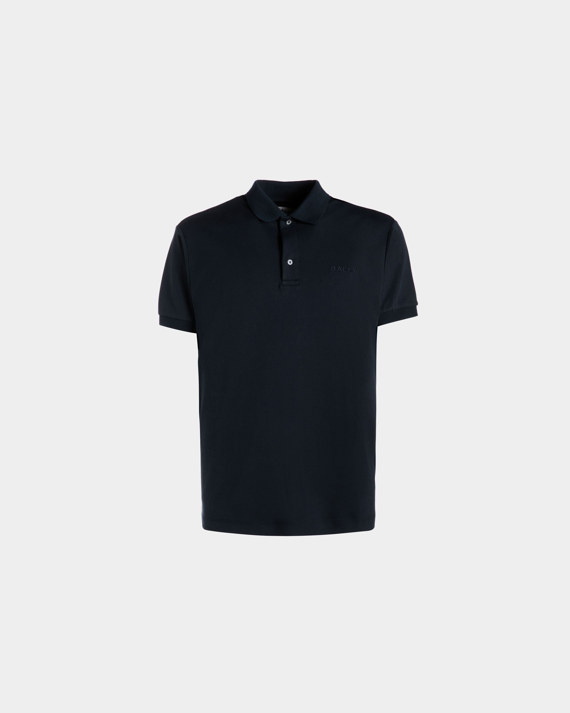 Polo With Logo In Navy Blue Cashmere Blend - Men's - Bally - 01