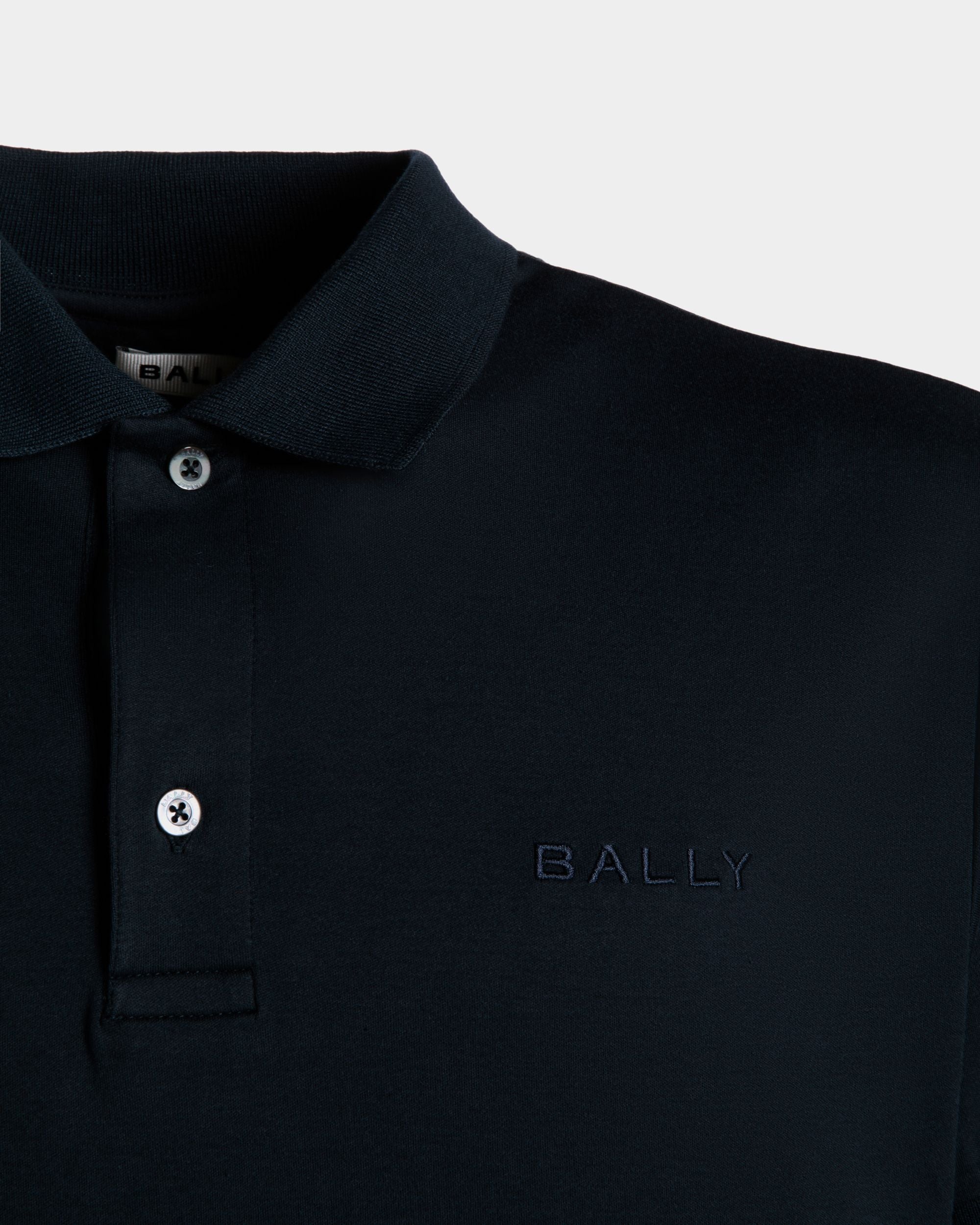 Polo With Logo In Navy Blue Cashmere Blend - Men's - Bally - 02