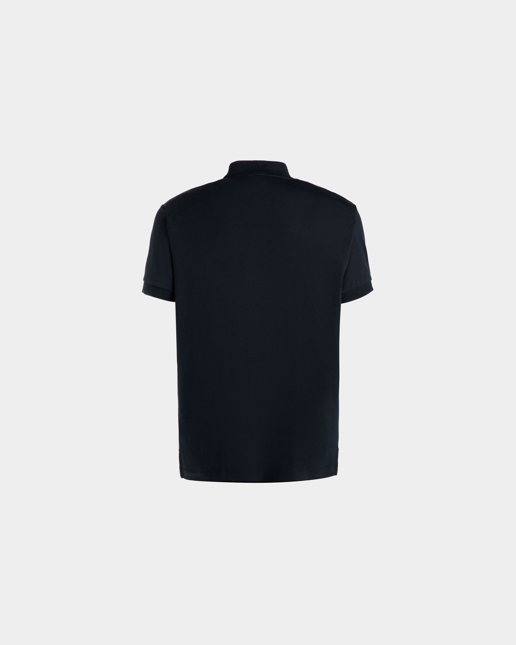 Polo With Logo In Navy Blue Cashmere Blend - Men's - Bally - 03