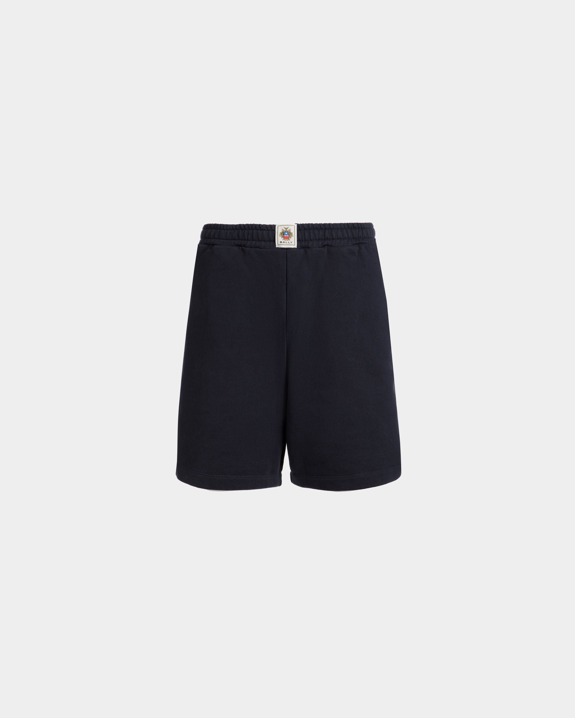 Shorts With a Bally Crest in Navy Blue Cotton - Men's - Bally - 01
