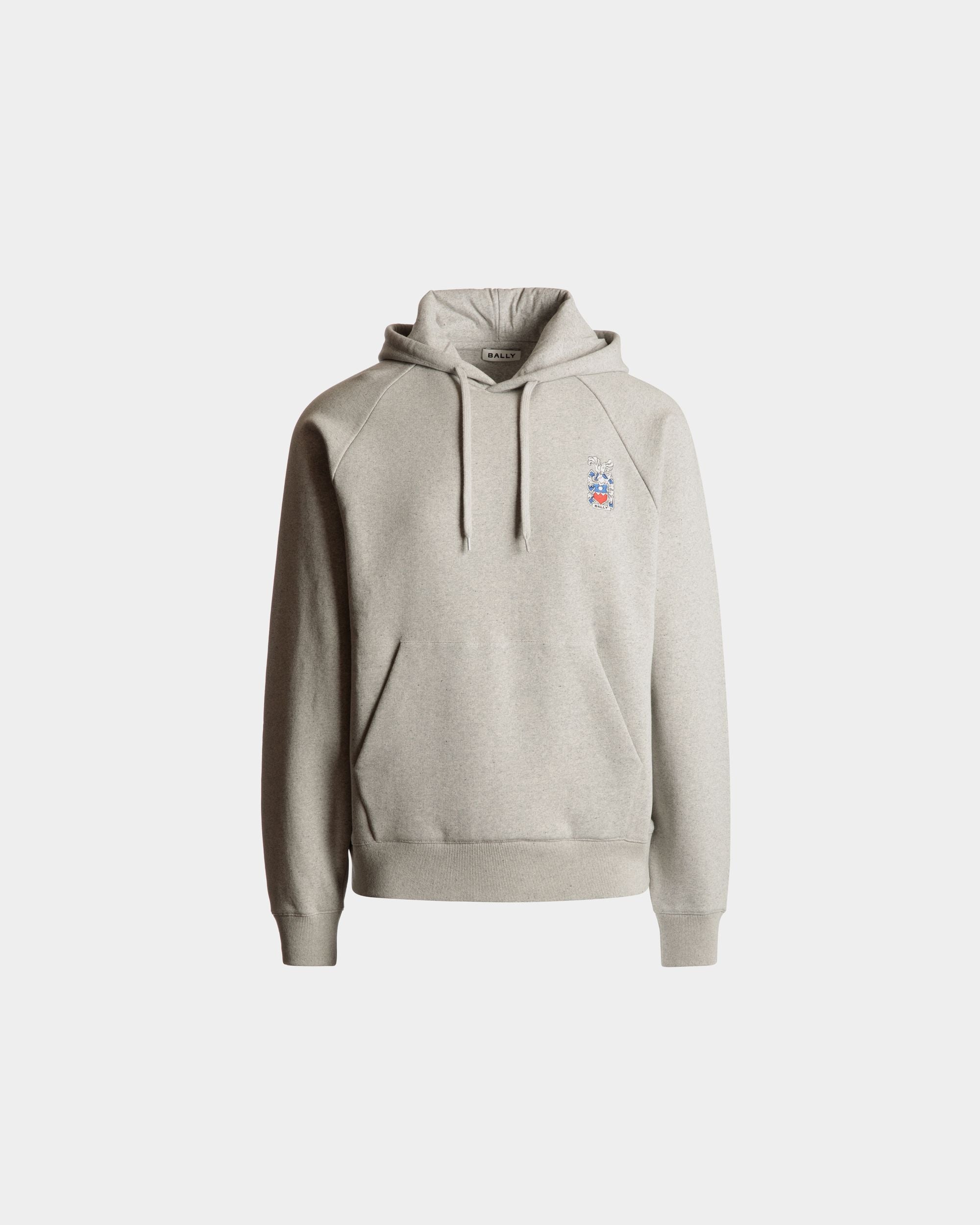 Hoodie With A Bally Crest In Grey Melange Cotton - Men's - Bally - 01