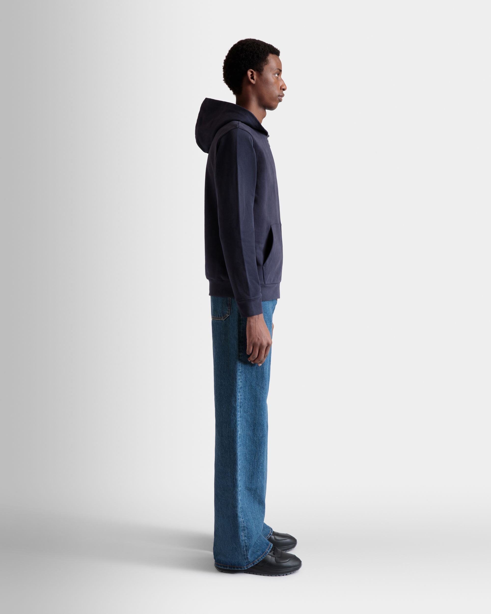 Hoodie in Navy Blue Cotton - Men's - Bally - 05
