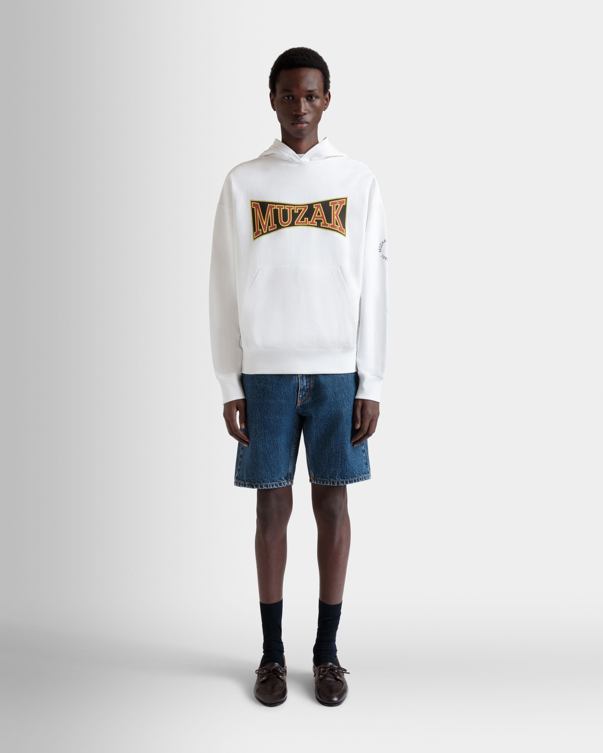 DJ Leo Mas x Bally Hoodie in White Cotton with a Muzak Print - Men's - Bally - 02