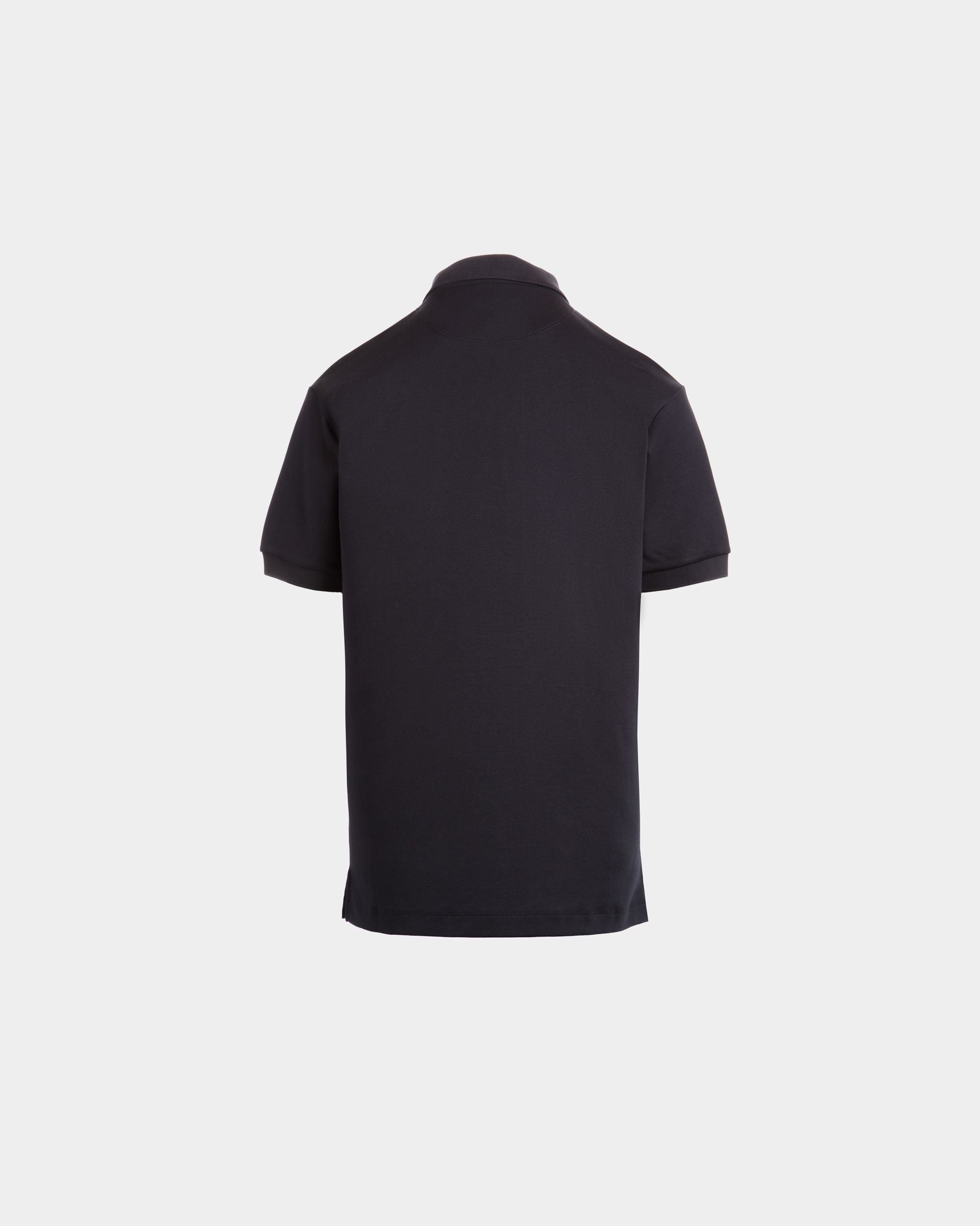 Short Sleeve Polo With a Bally Crest Logo in a Navy Blue Cotton Silk Blend - Men's - Bally - 08