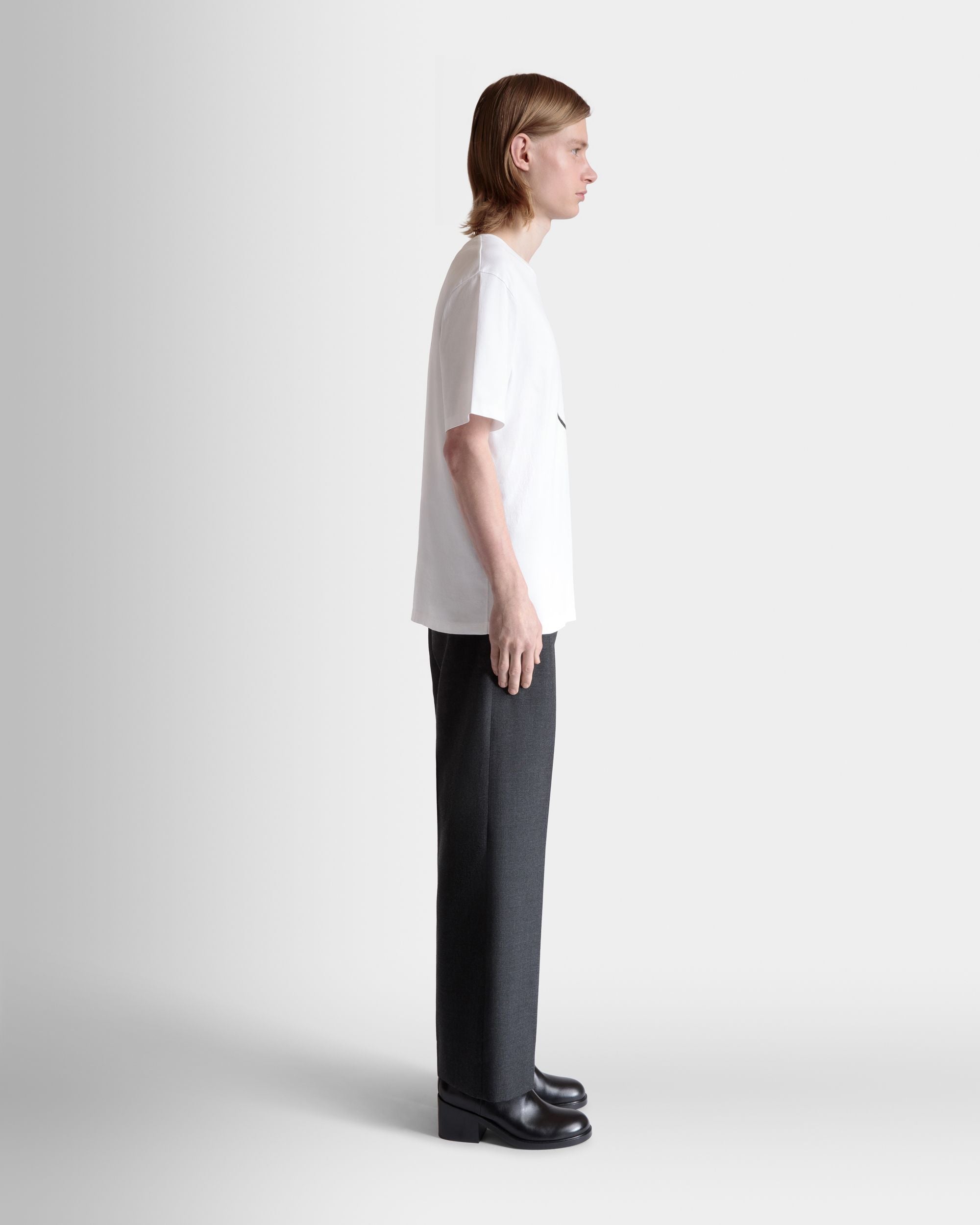 T-Shirt With a Beni Bischof Rocking Bally Graphic in White Cotton - Men's - Bally - 05